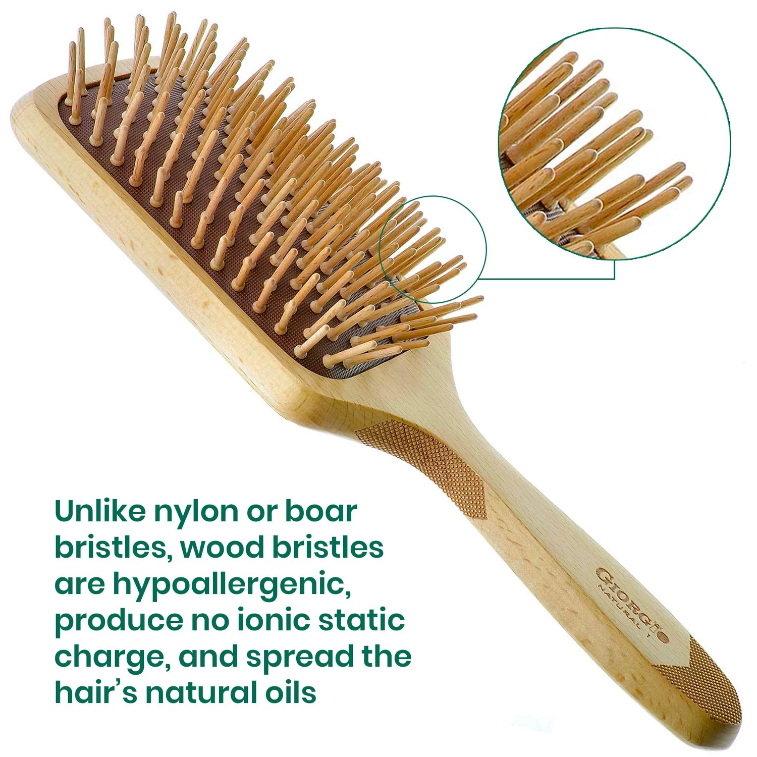 Naturals Wood Bristle Detangling Paddle Hair Brush - Image 3