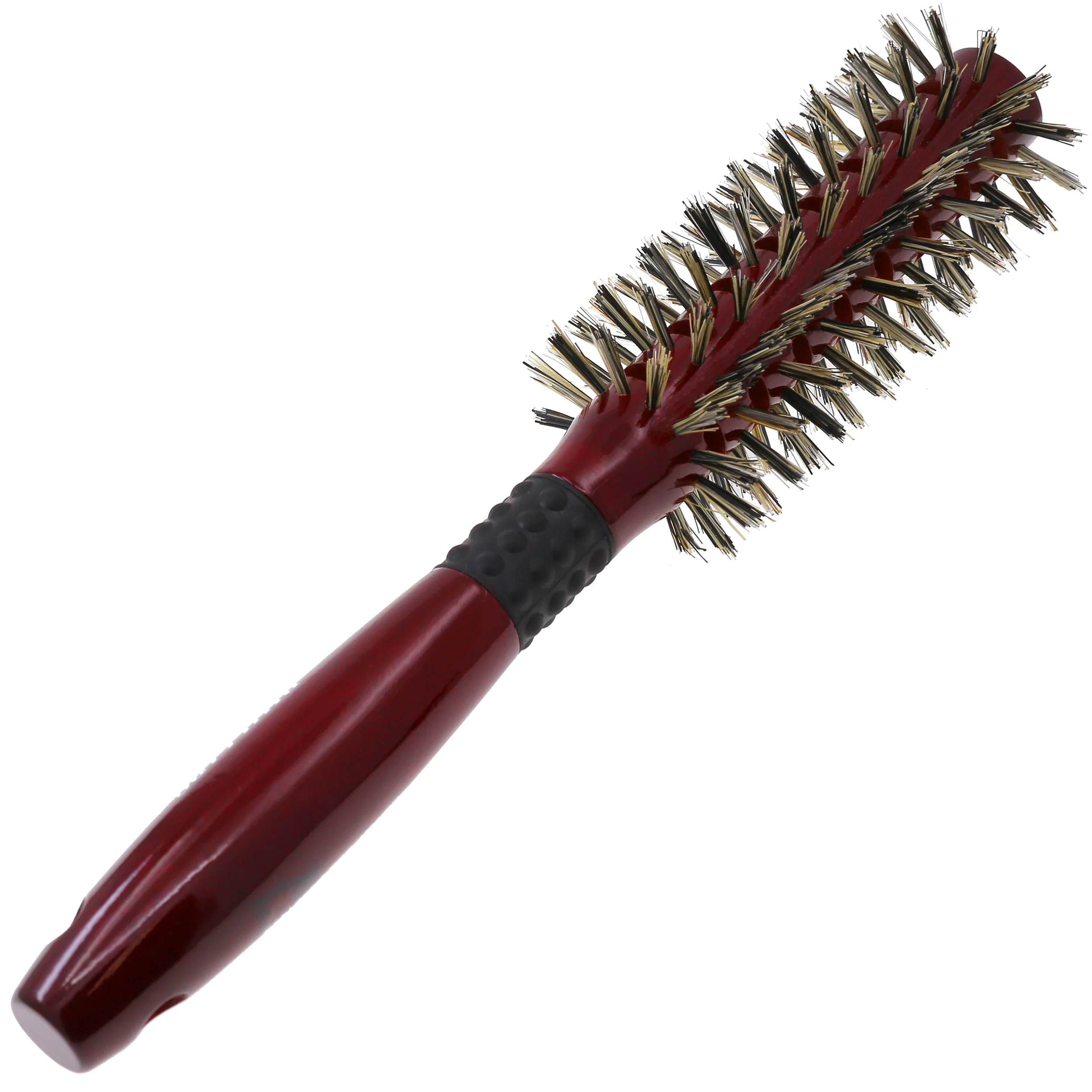 2" Natural Bristle Round Hair Brush with Rubber Grip - Image 3