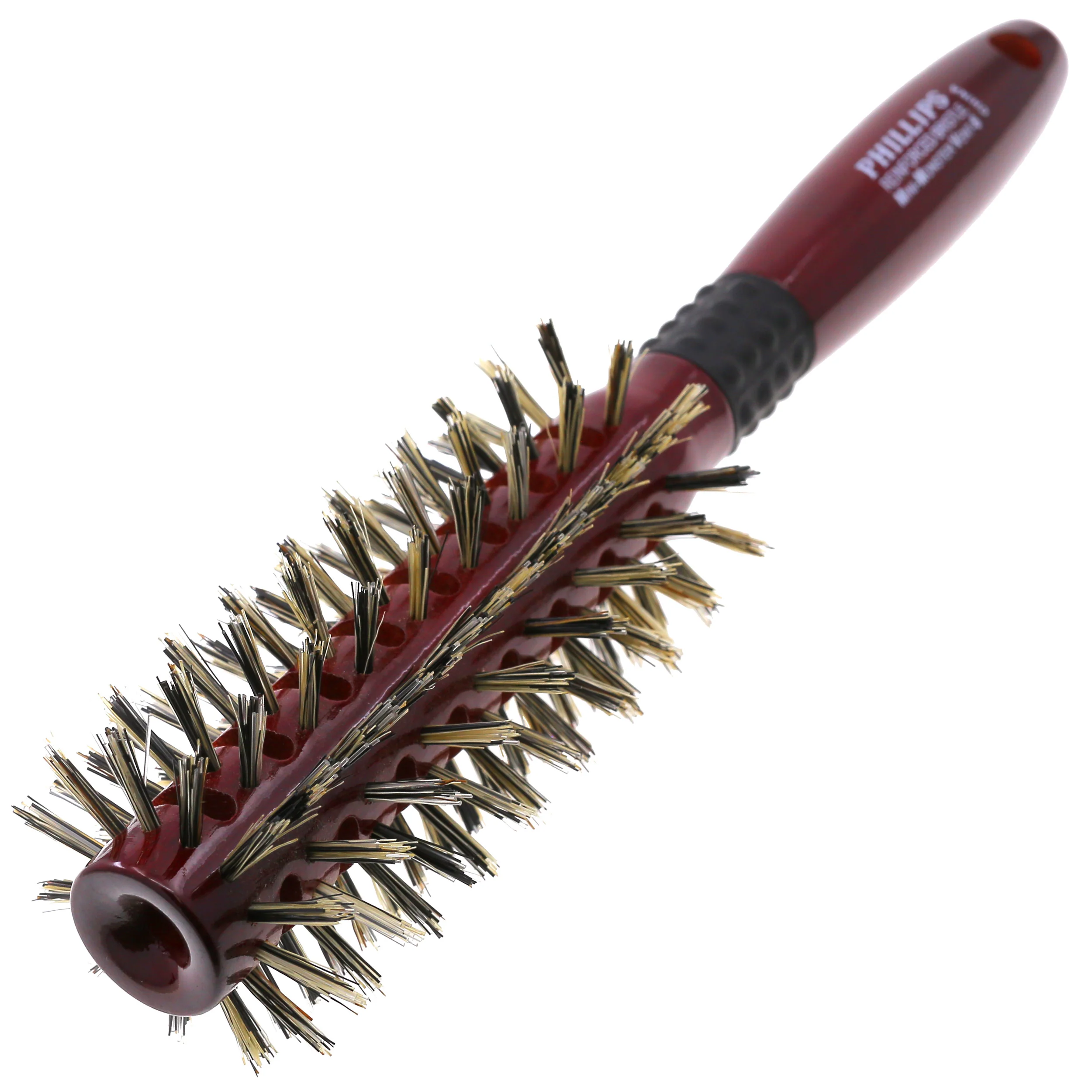 2" Natural Bristle Round Hair Brush with Rubber Grip - Image 4