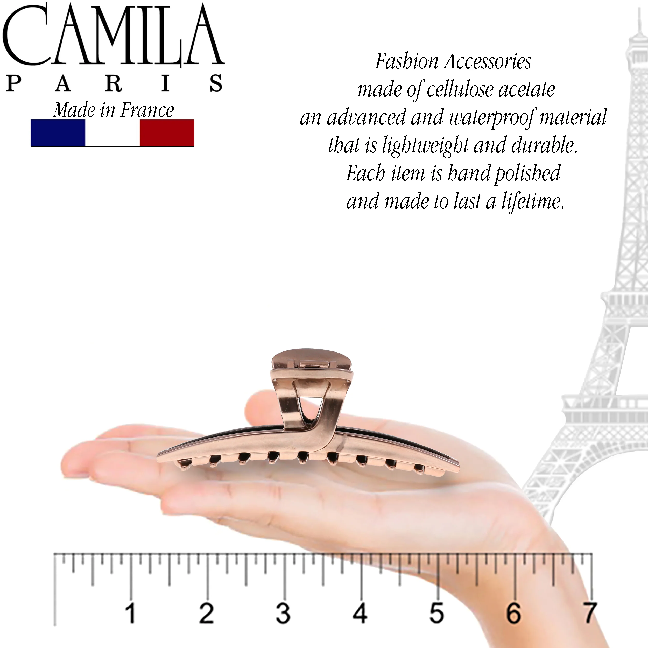 Camila Paris Joan Narrow Covered Spring Hair Clip - Image 10