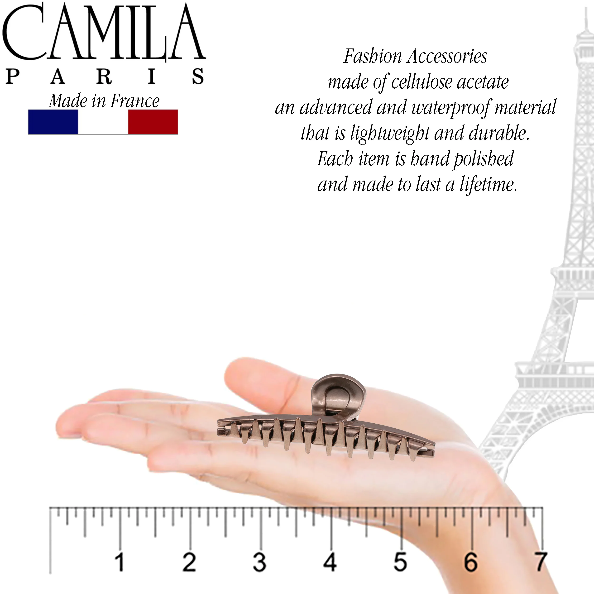 Camila Paris Joan Narrow Covered Spring Hair Clip - Image 14