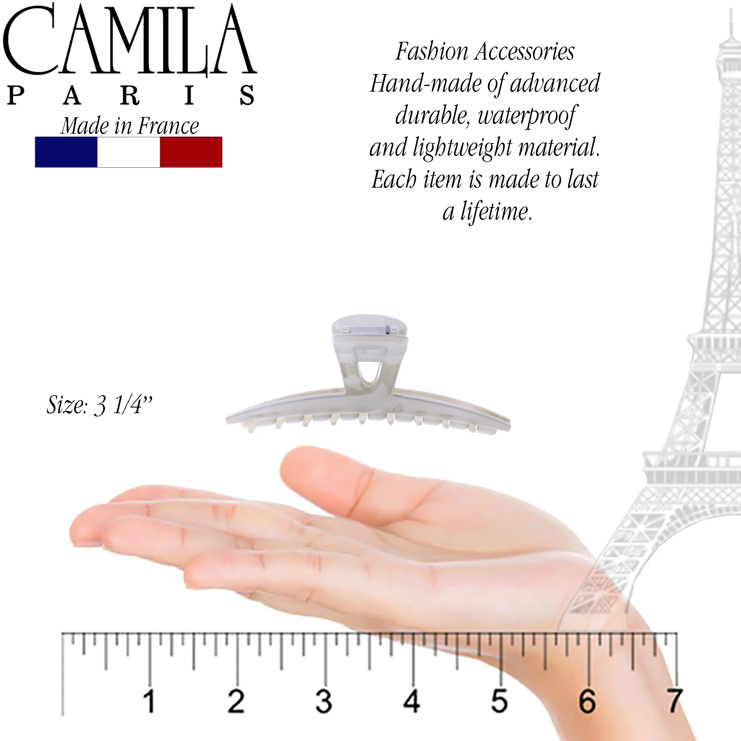 Camila Paris Joan Narrow Covered Spring Hair Clip - Image 18