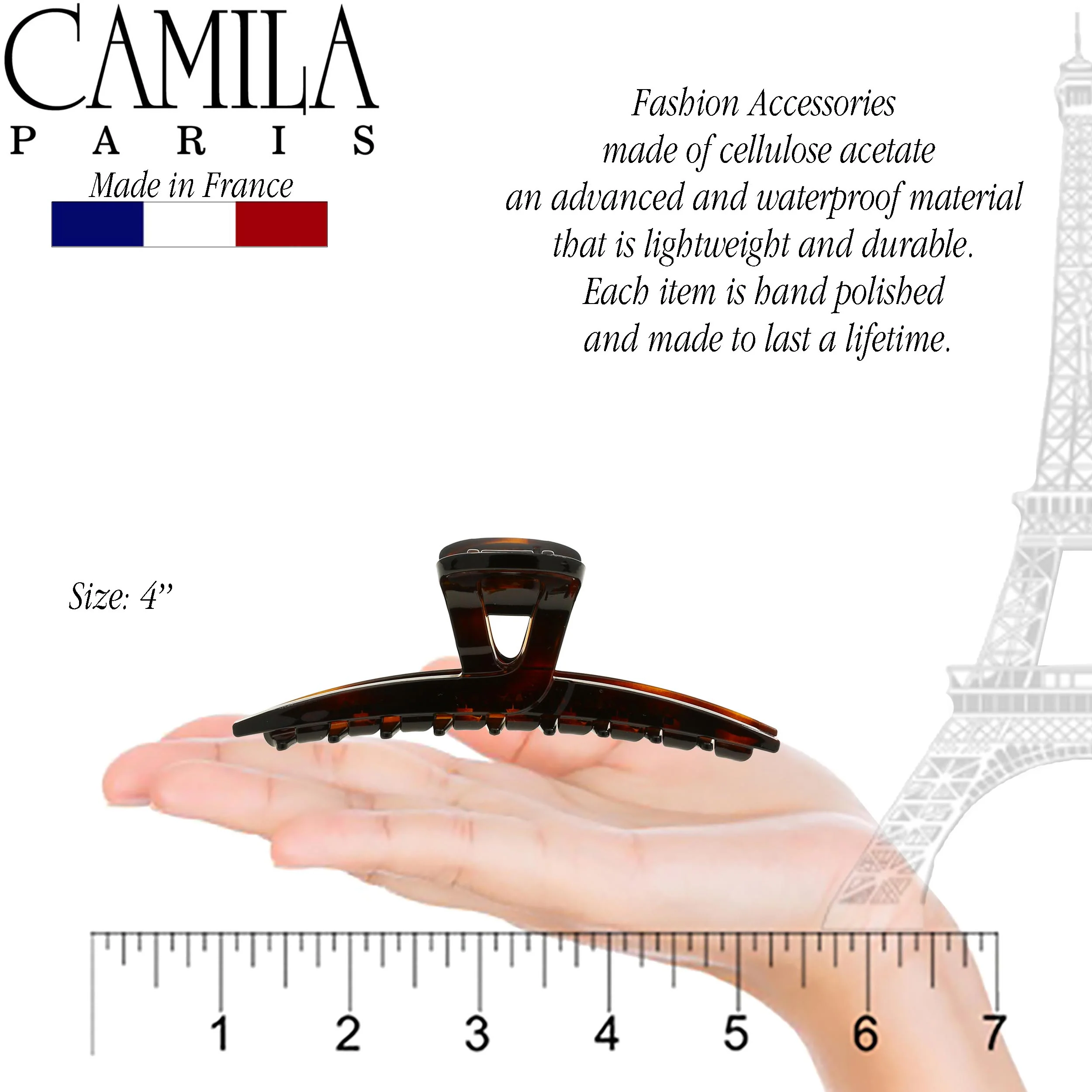 Camila Paris Joan Narrow Covered Spring Hair Clip - Image 2