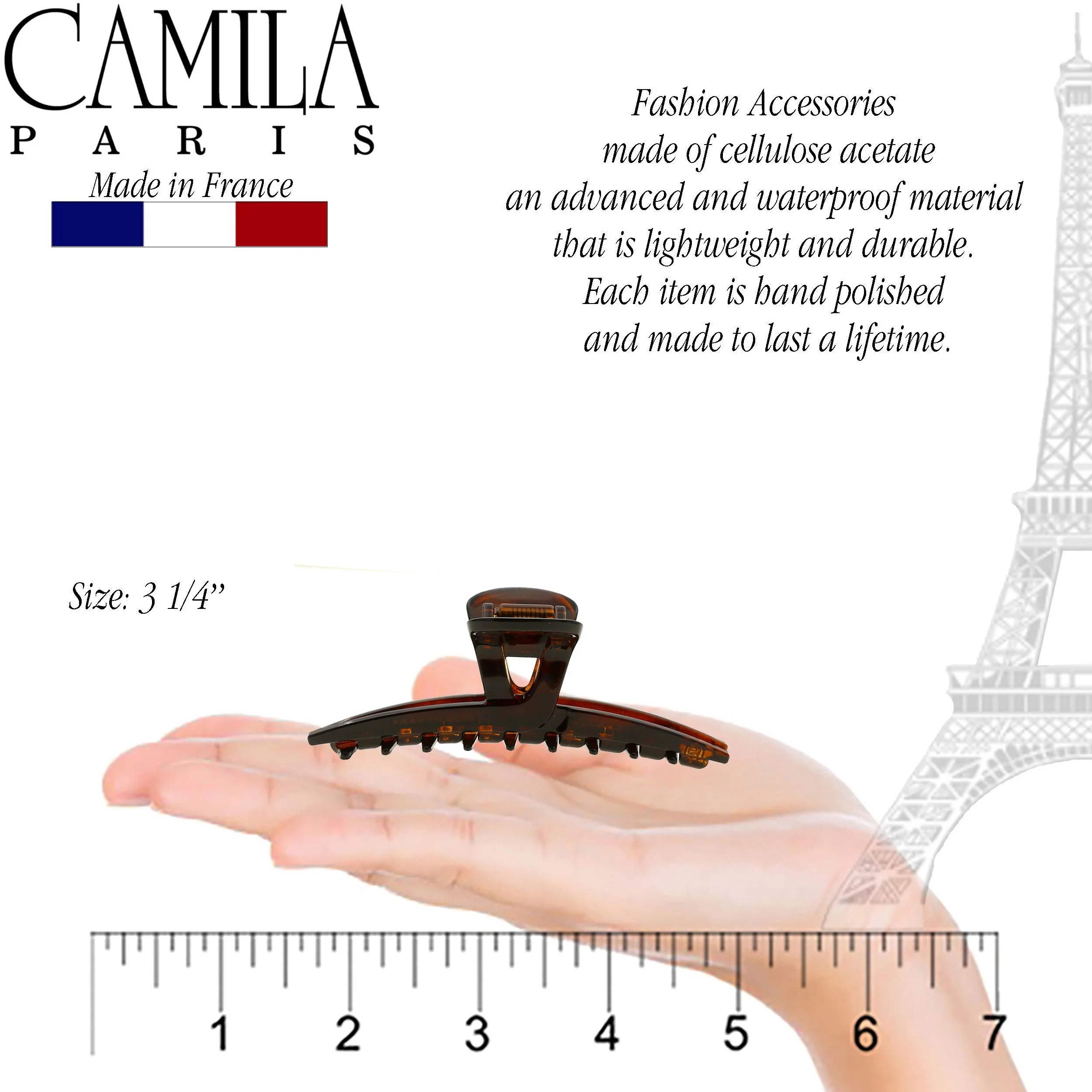 Camila Paris Joan Narrow Covered Spring Hair Clip - Image 46