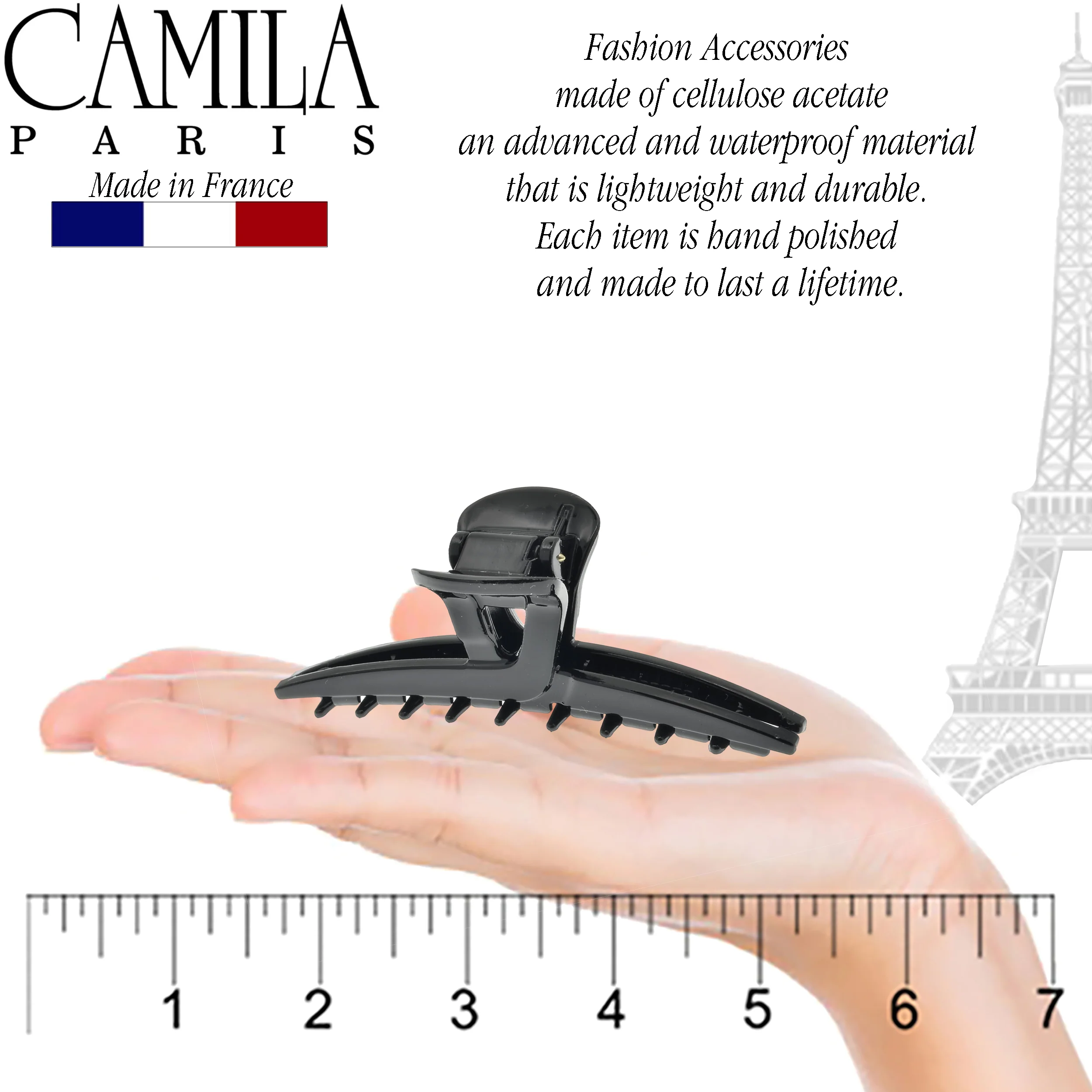 Camila Paris Joan Narrow Covered Spring Hair Clip - Image 6