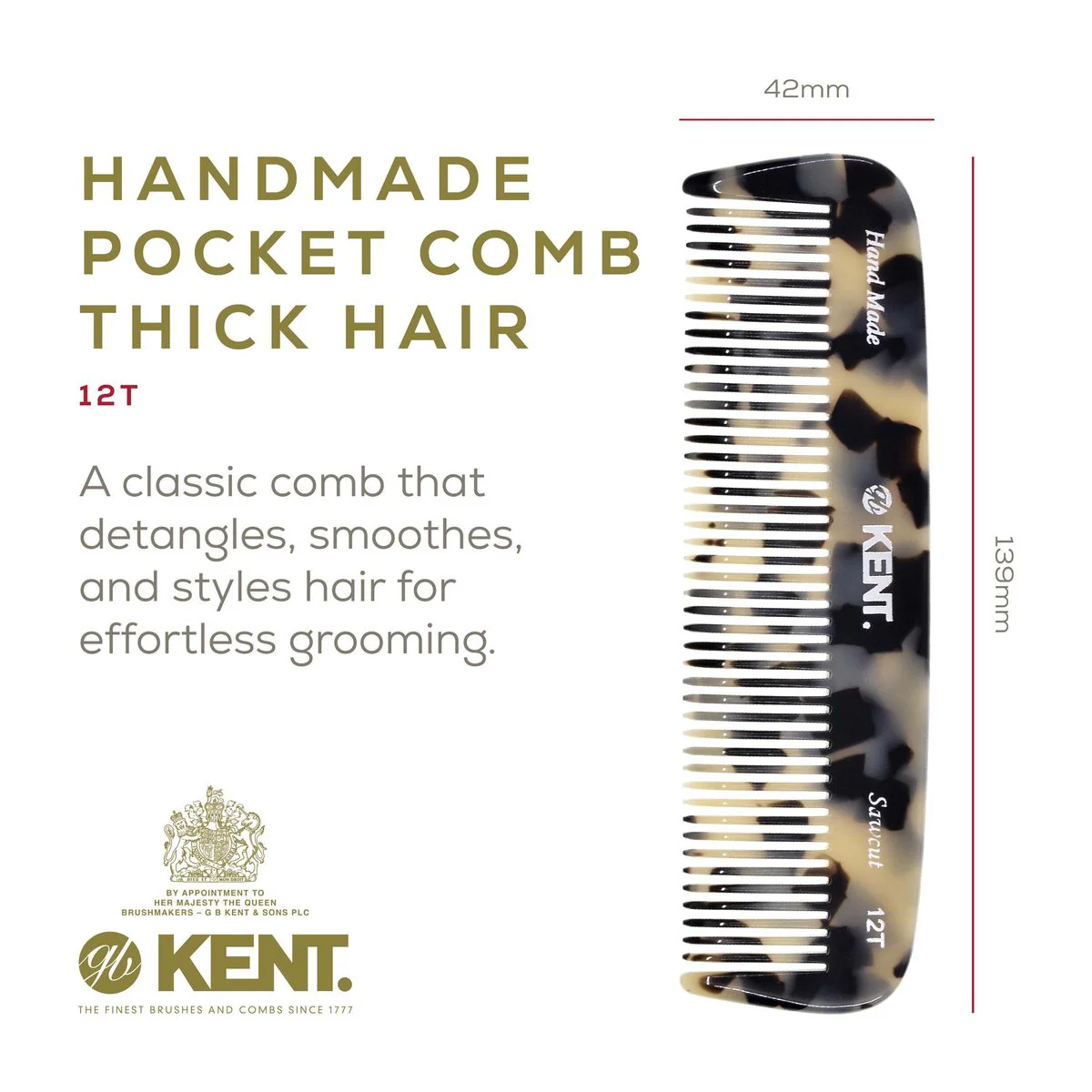 Kent 12T Wide Tooth Handmade Beard Comb - Image 14