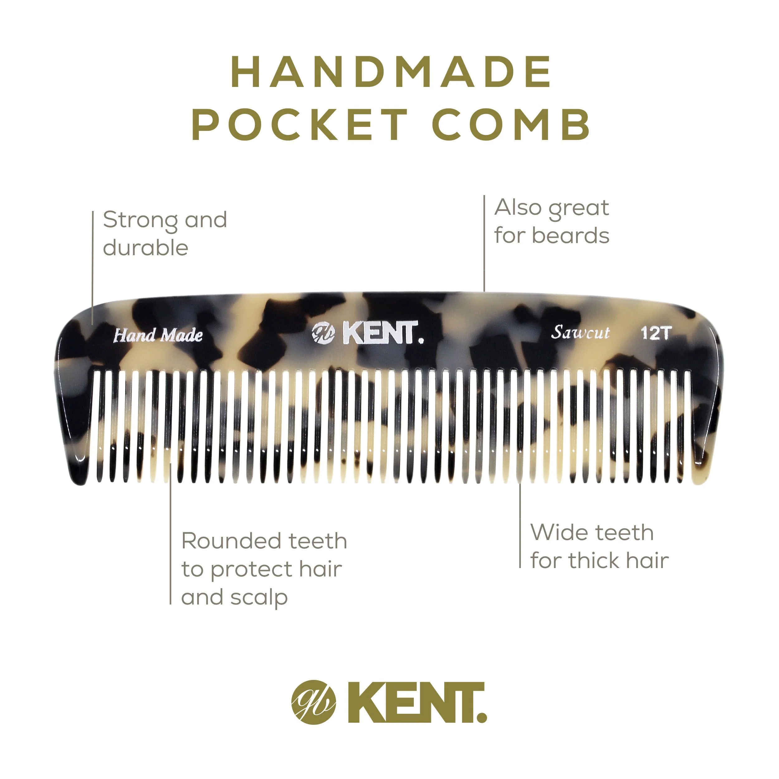 Kent 12T Wide Tooth Handmade Beard Comb - Image 16