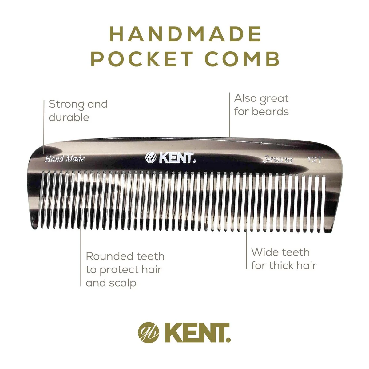 Kent 12T Wide Tooth Handmade Beard Comb - Image 22