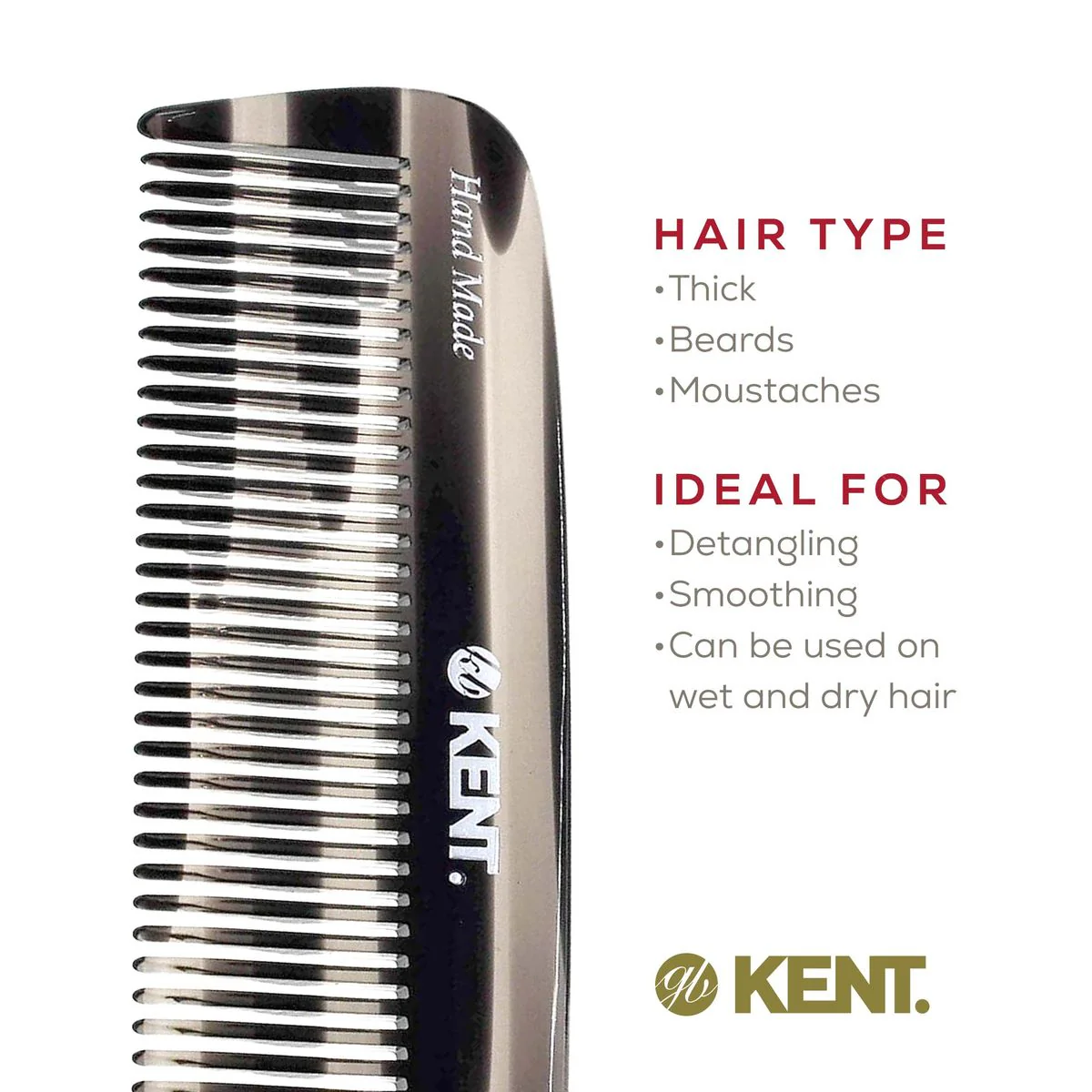 Kent 12T Wide Tooth Handmade Beard Comb - Image 24