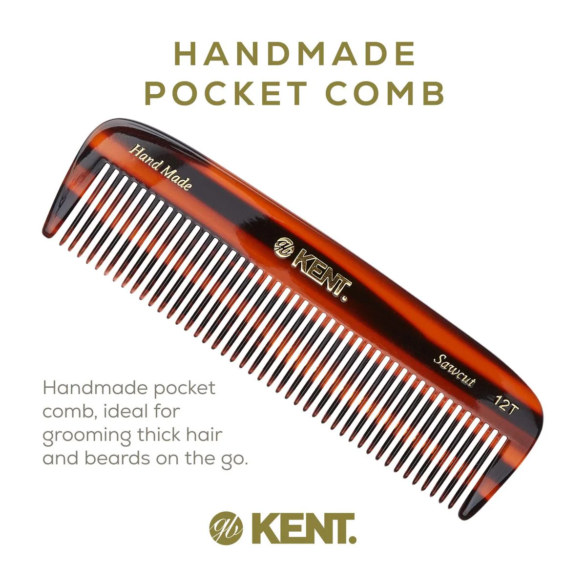 Kent 12T Wide Tooth Handmade Beard Comb - Image 3