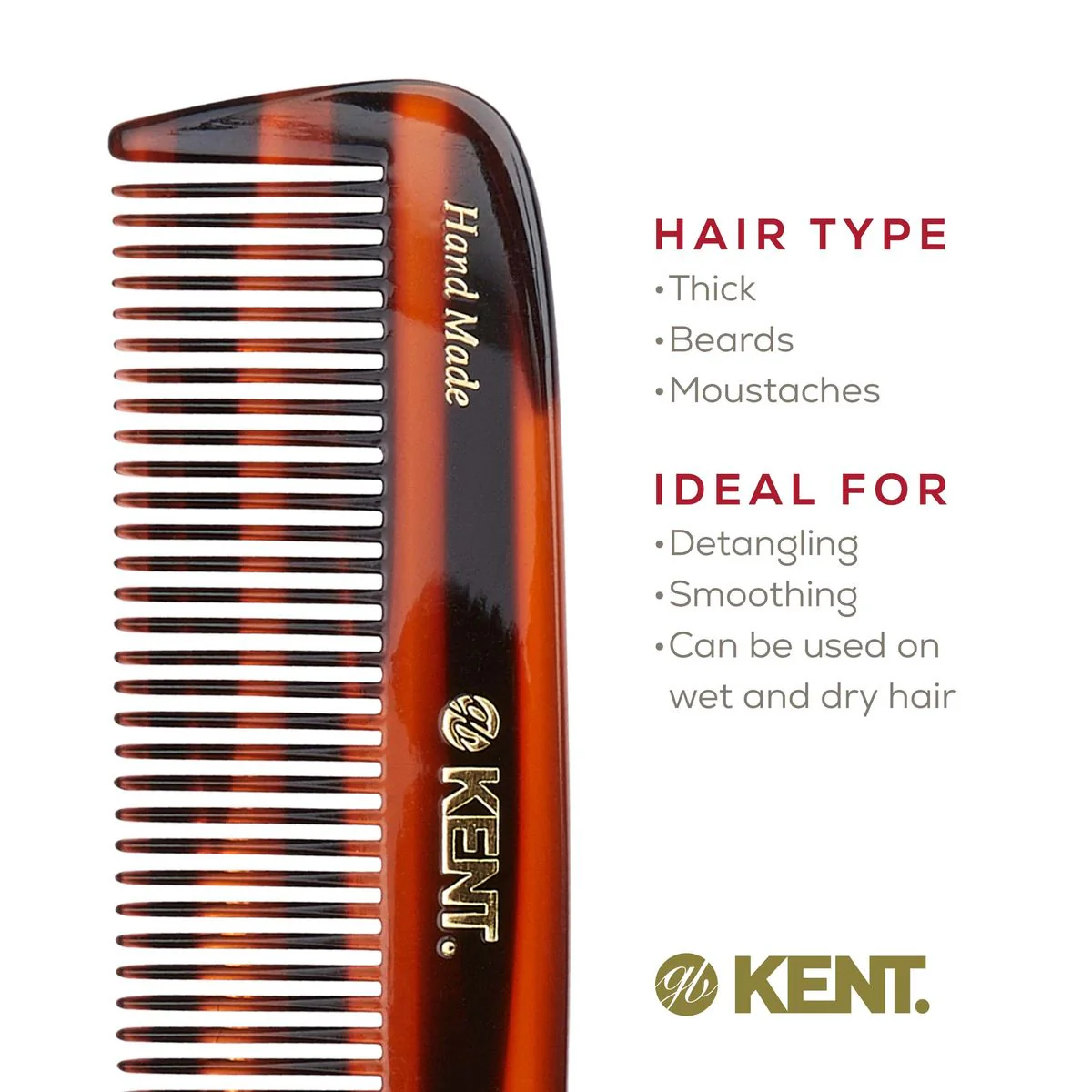 Kent 12T Wide Tooth Handmade Beard Comb - Image 6