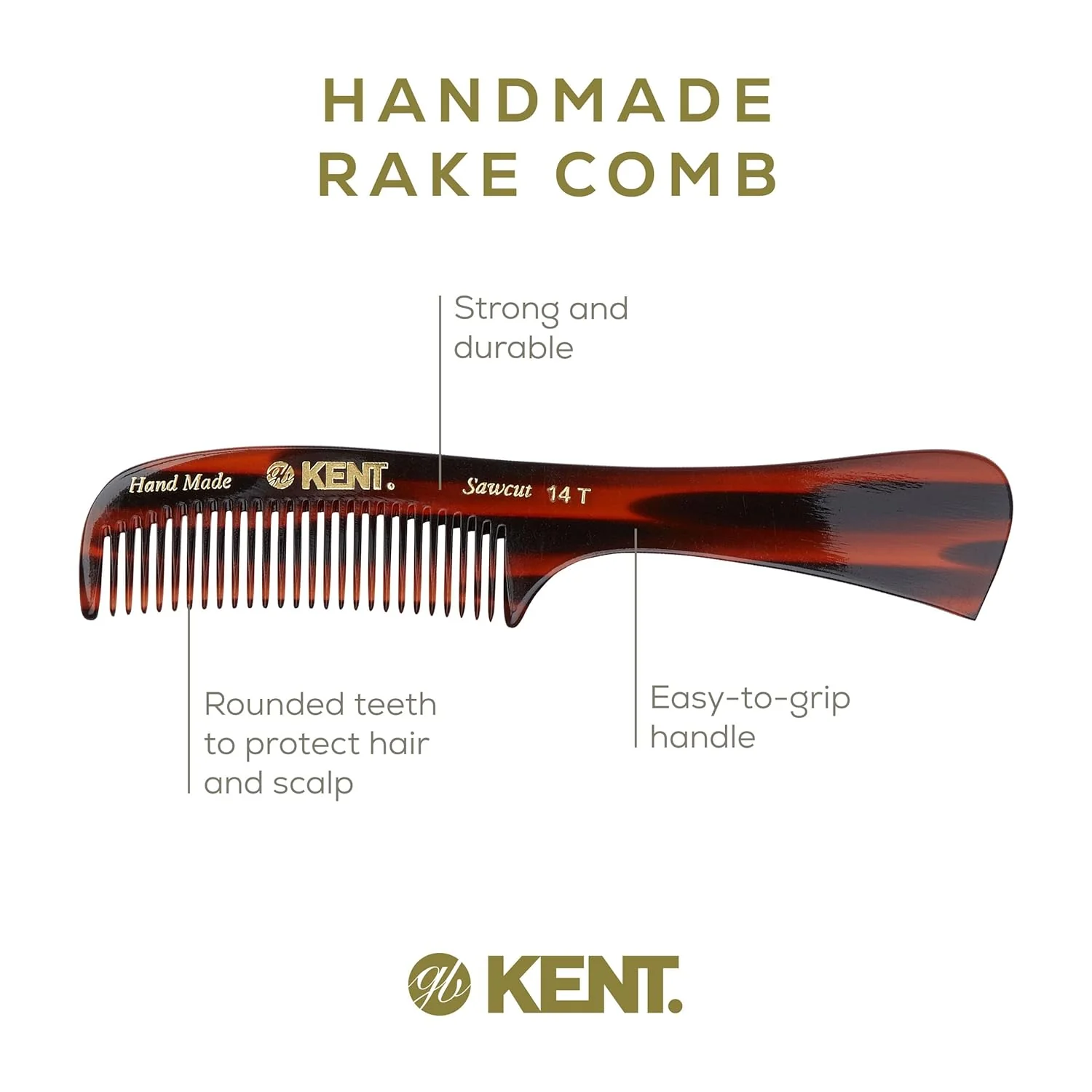 Kent 14T Wide Tooth Handmade Comb - Image 4