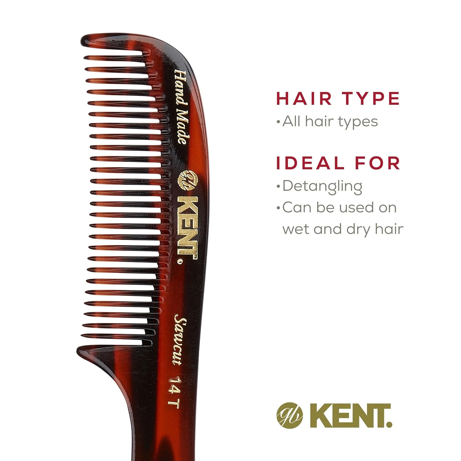 Kent 14T Wide Tooth Handmade Comb - Image 6