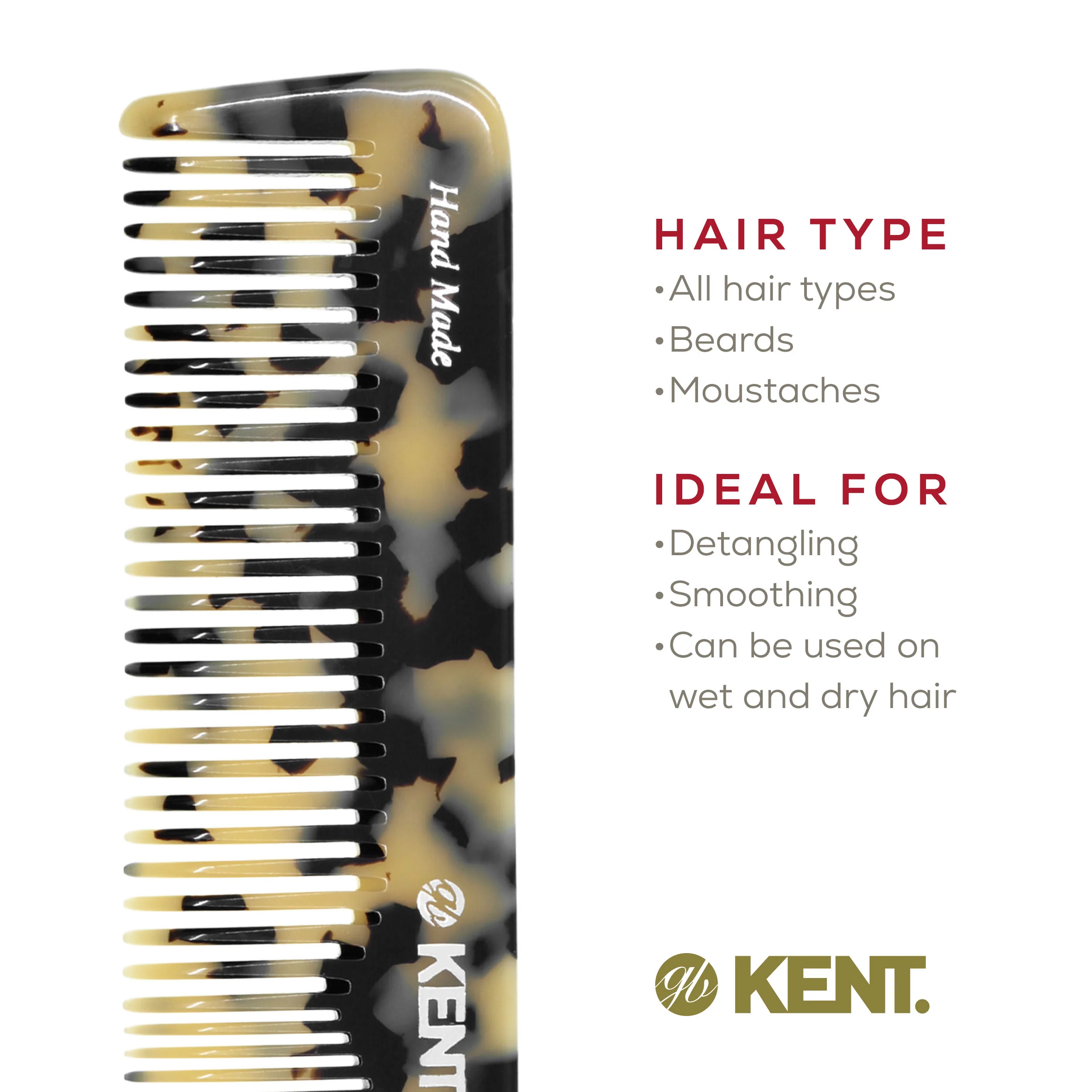 Kent 16T Mixed Tooth Handmade Comb - Image 12