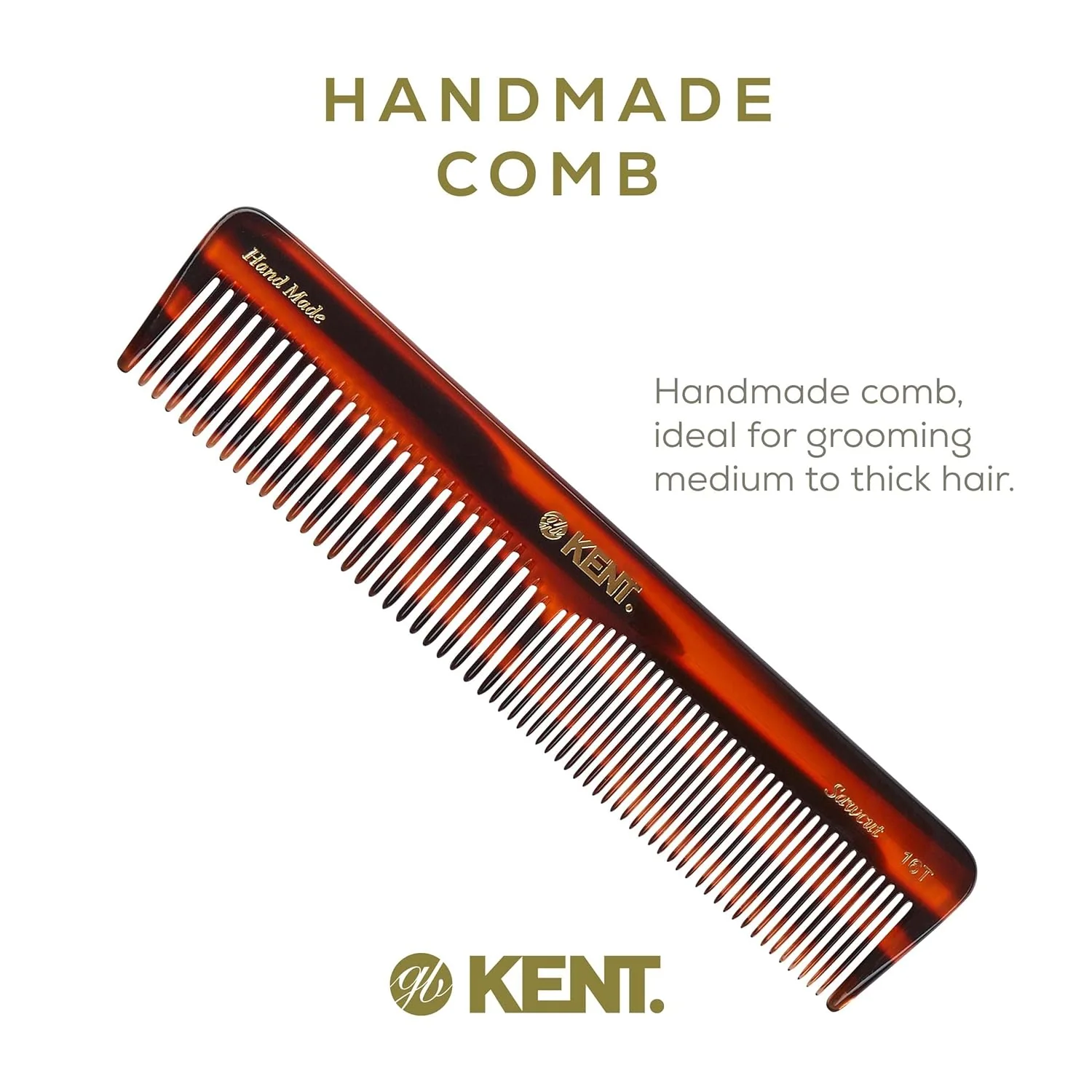 Kent 16T Mixed Tooth Handmade Comb - Image 15