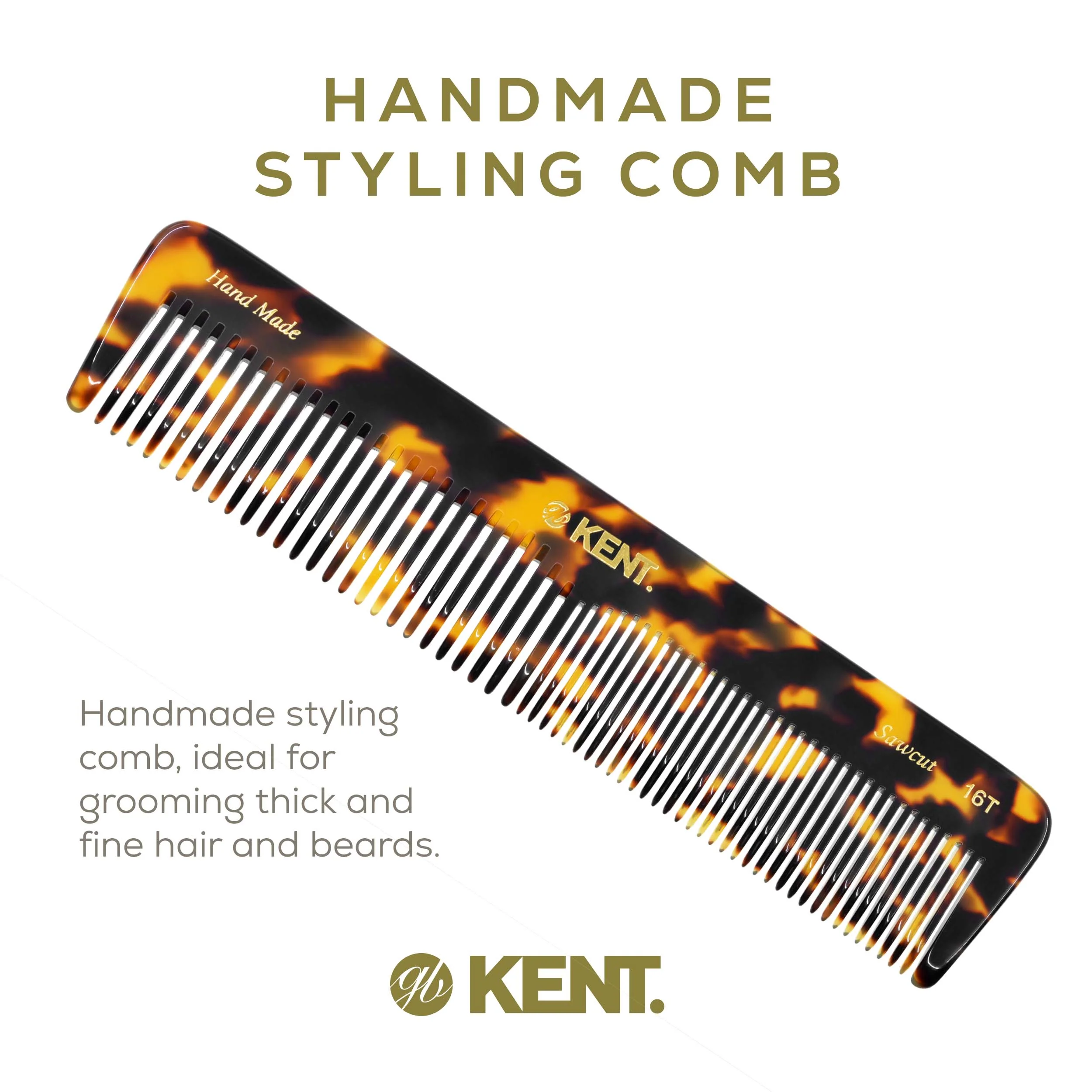 Kent 16T Mixed Tooth Handmade Comb - Image 4