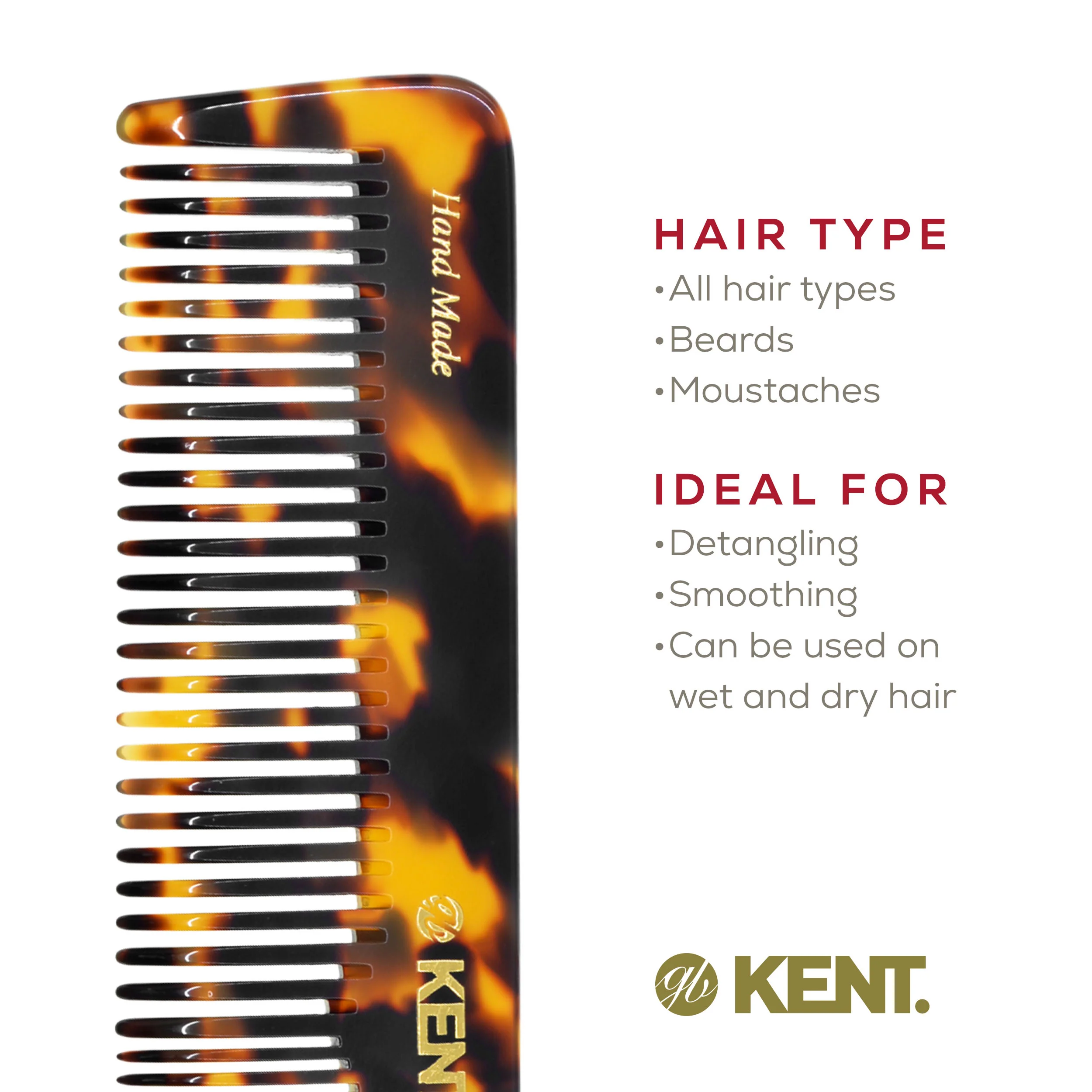 Kent 16T Mixed Tooth Handmade Comb - Image 6