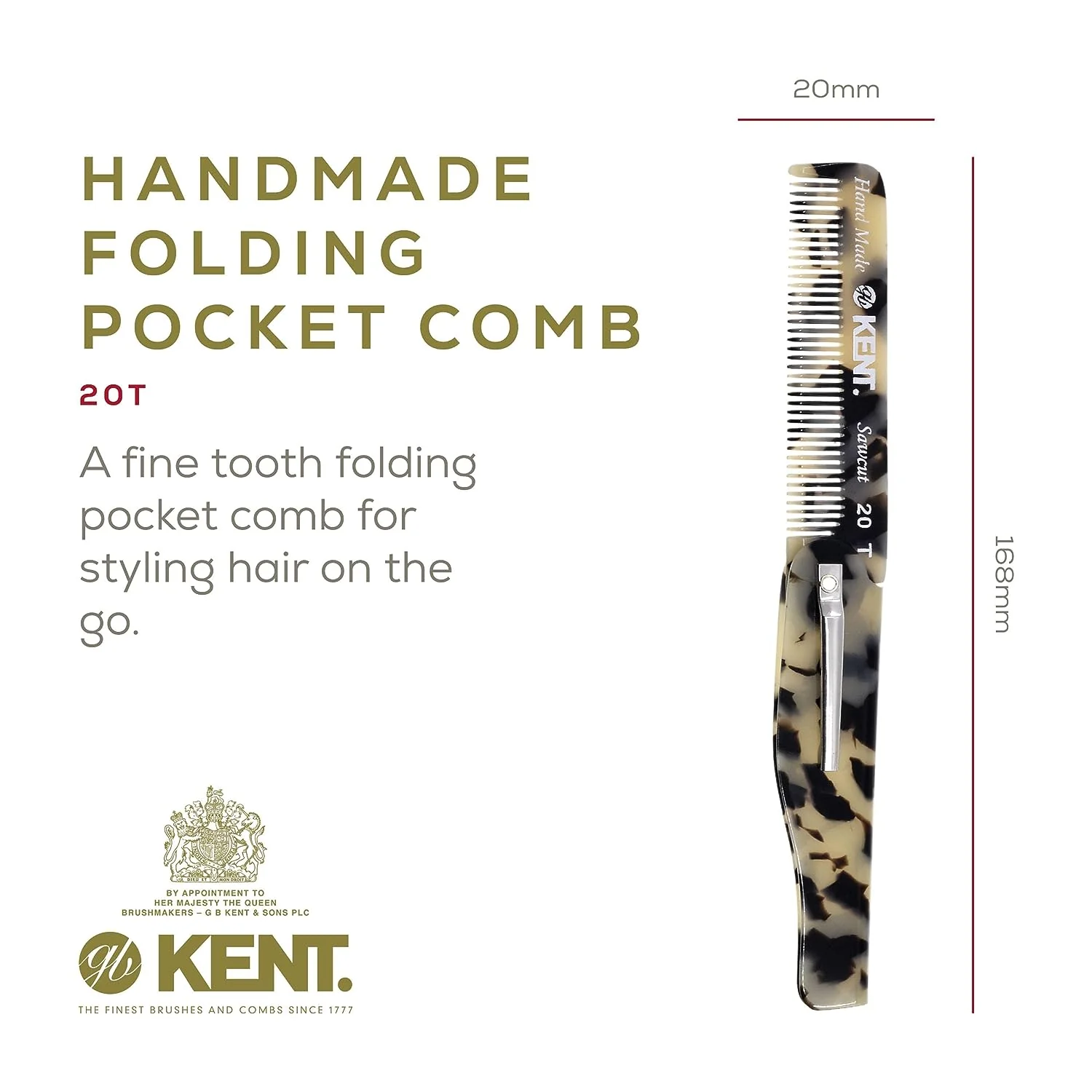 Kent 20T Fine Tooth Folding Pocket Comb - Image 2