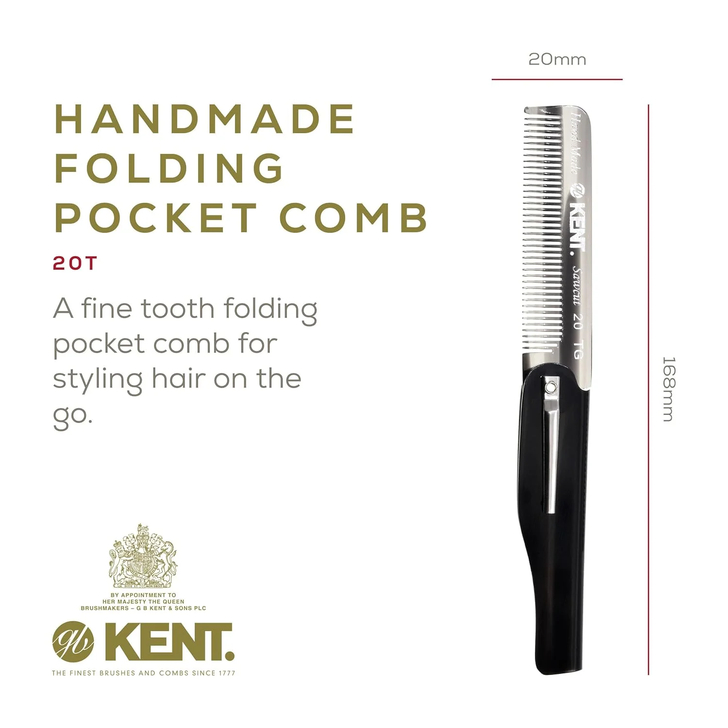 Kent 20T Fine Tooth Folding Pocket Comb - Image 20