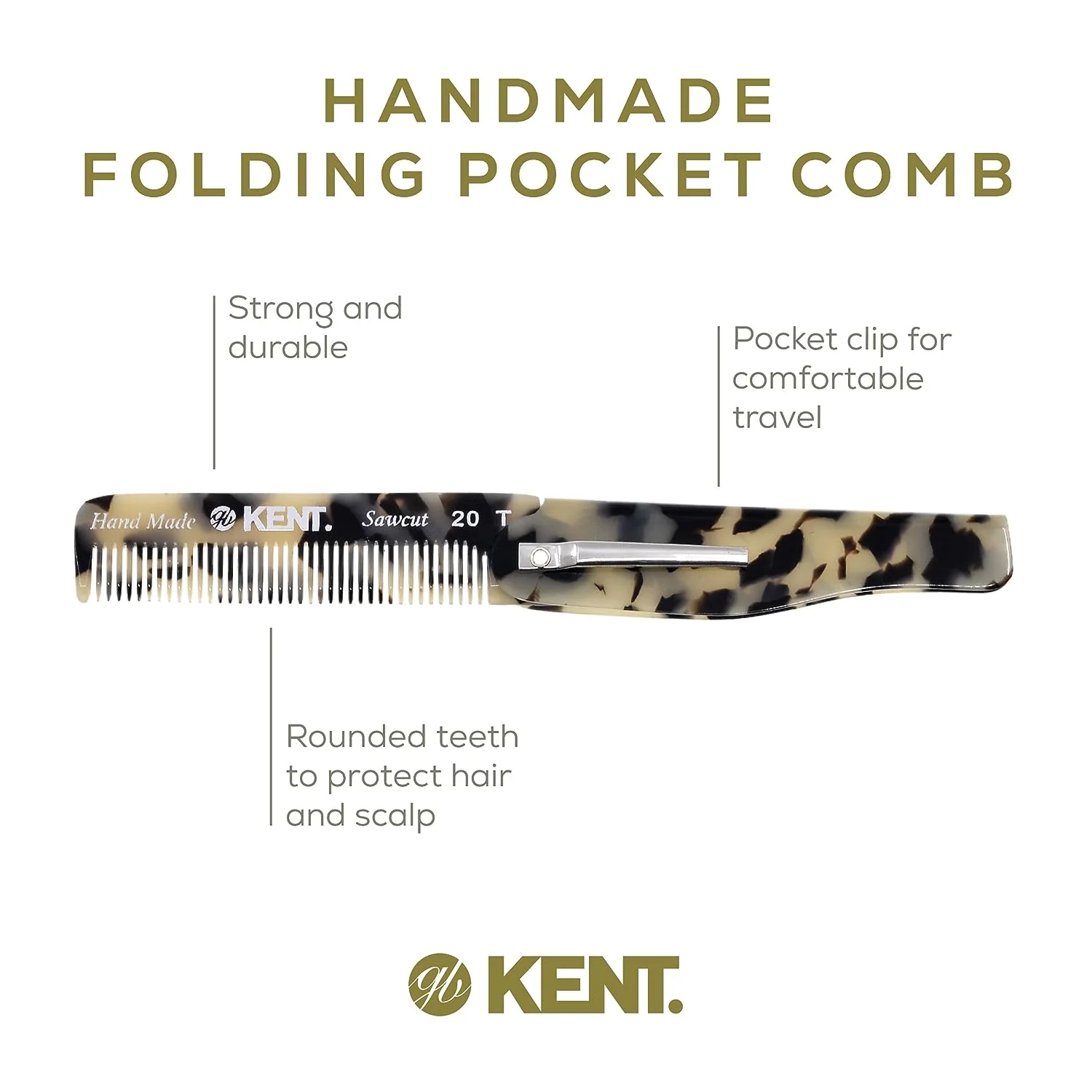 Kent 20T Fine Tooth Folding Pocket Comb - Image 4