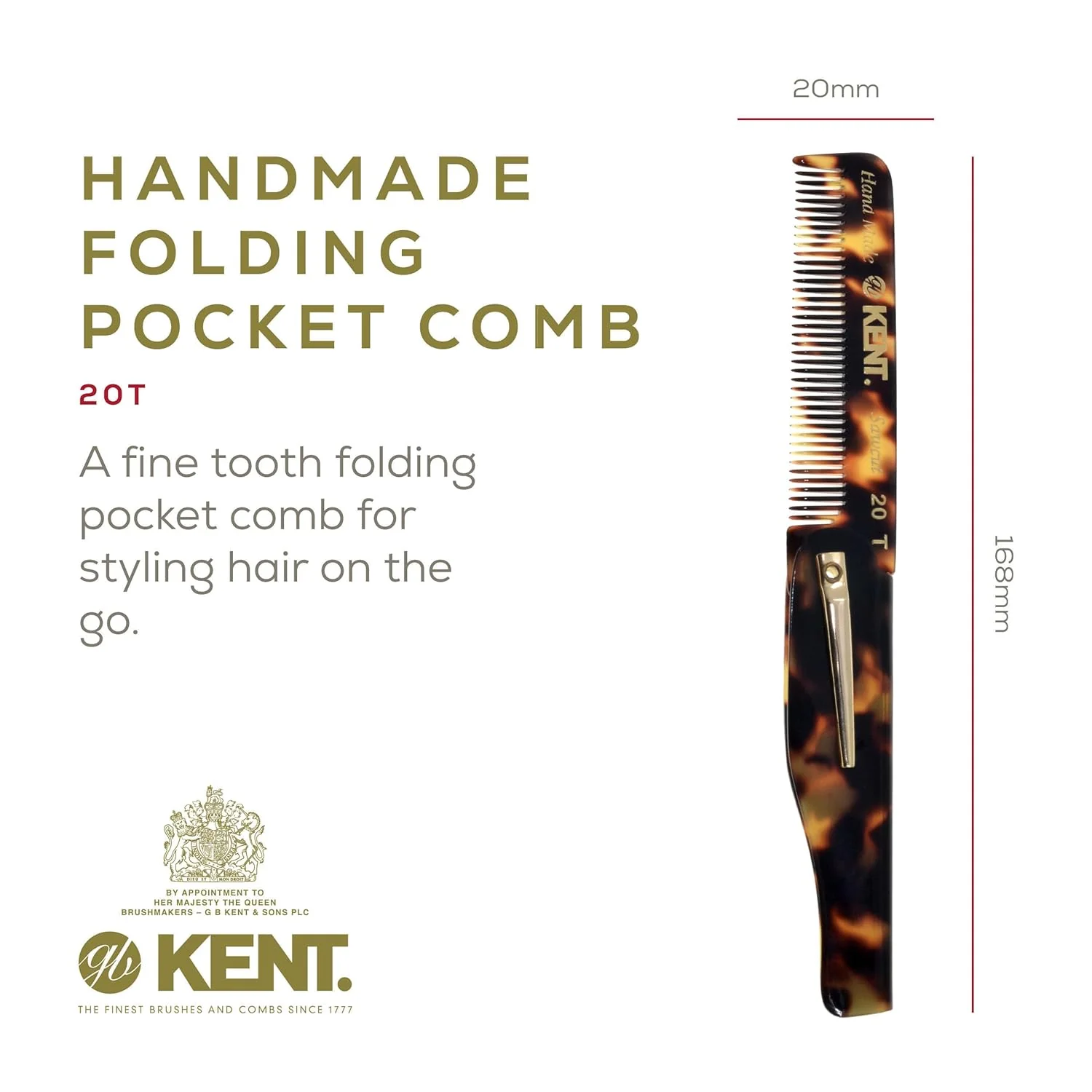 Kent 20T Fine Tooth Folding Pocket Comb - Image 8