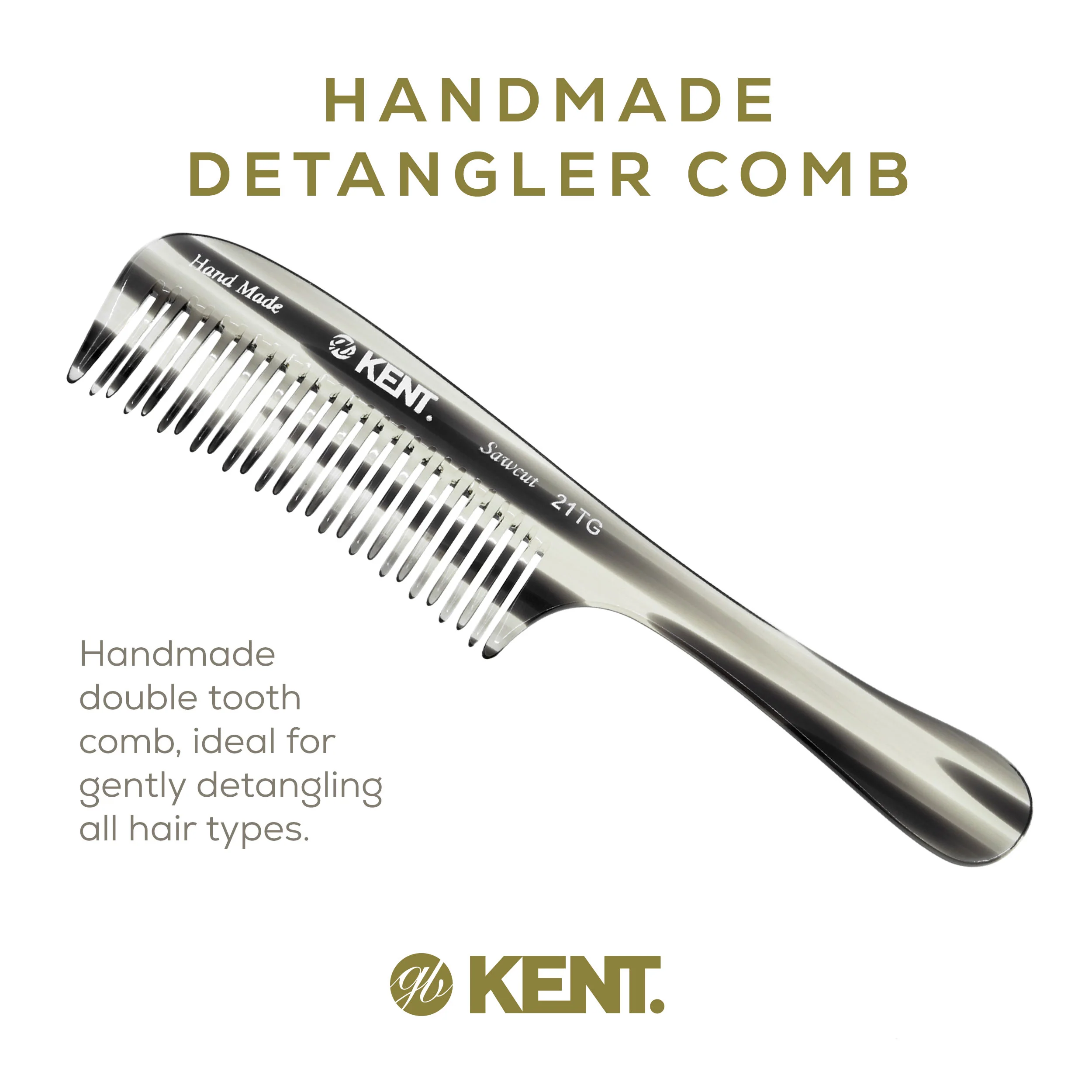 Kent 21T Curved Double Row Detangling Comb - Image 5