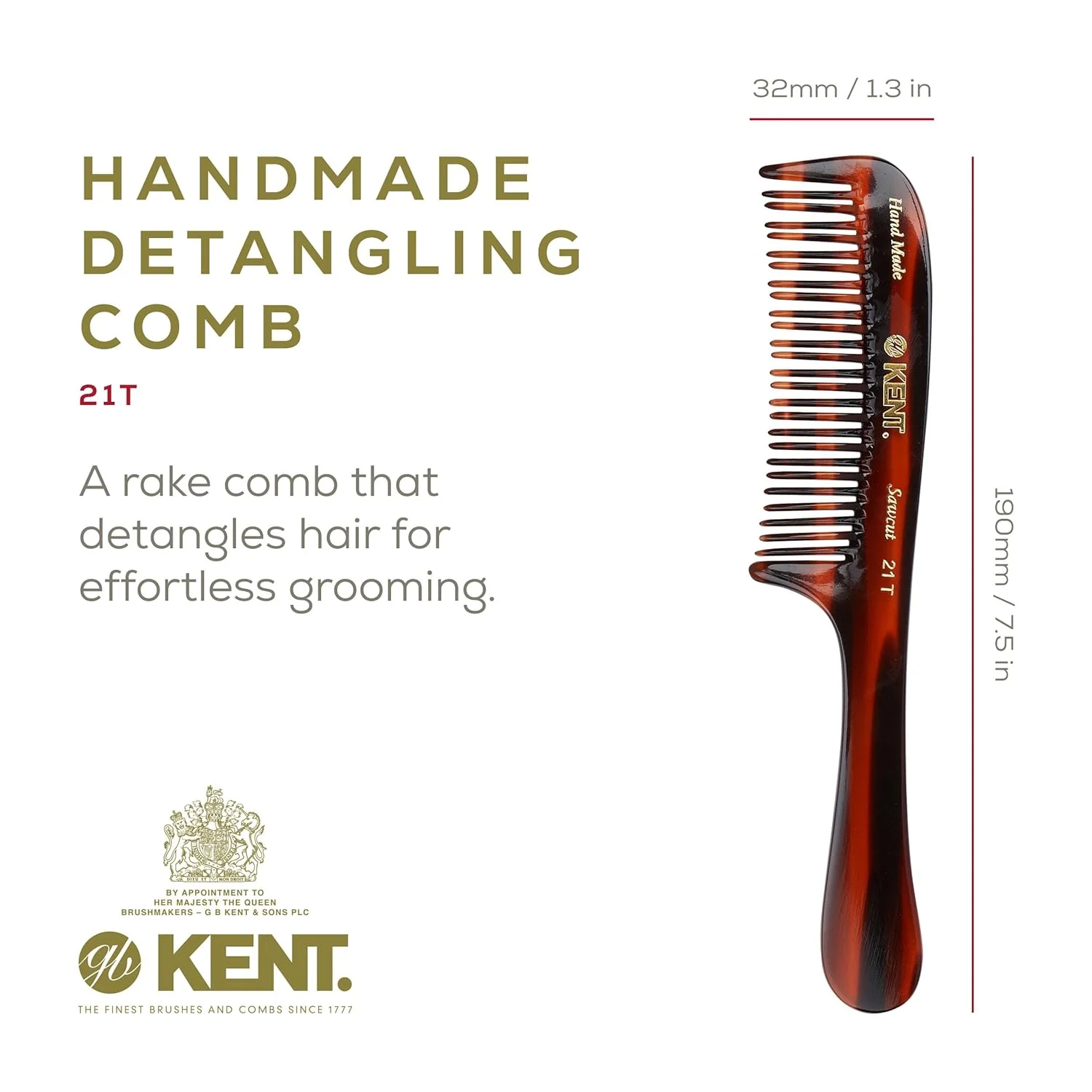 Kent 21T Curved Double Row Detangling Comb - Image 8