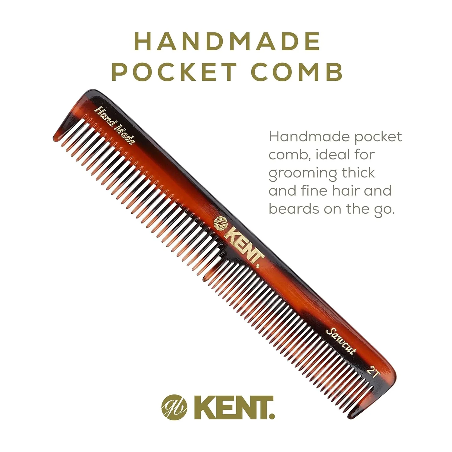 Kent 2T Mixed Tooth Handmade Comb - Image 3