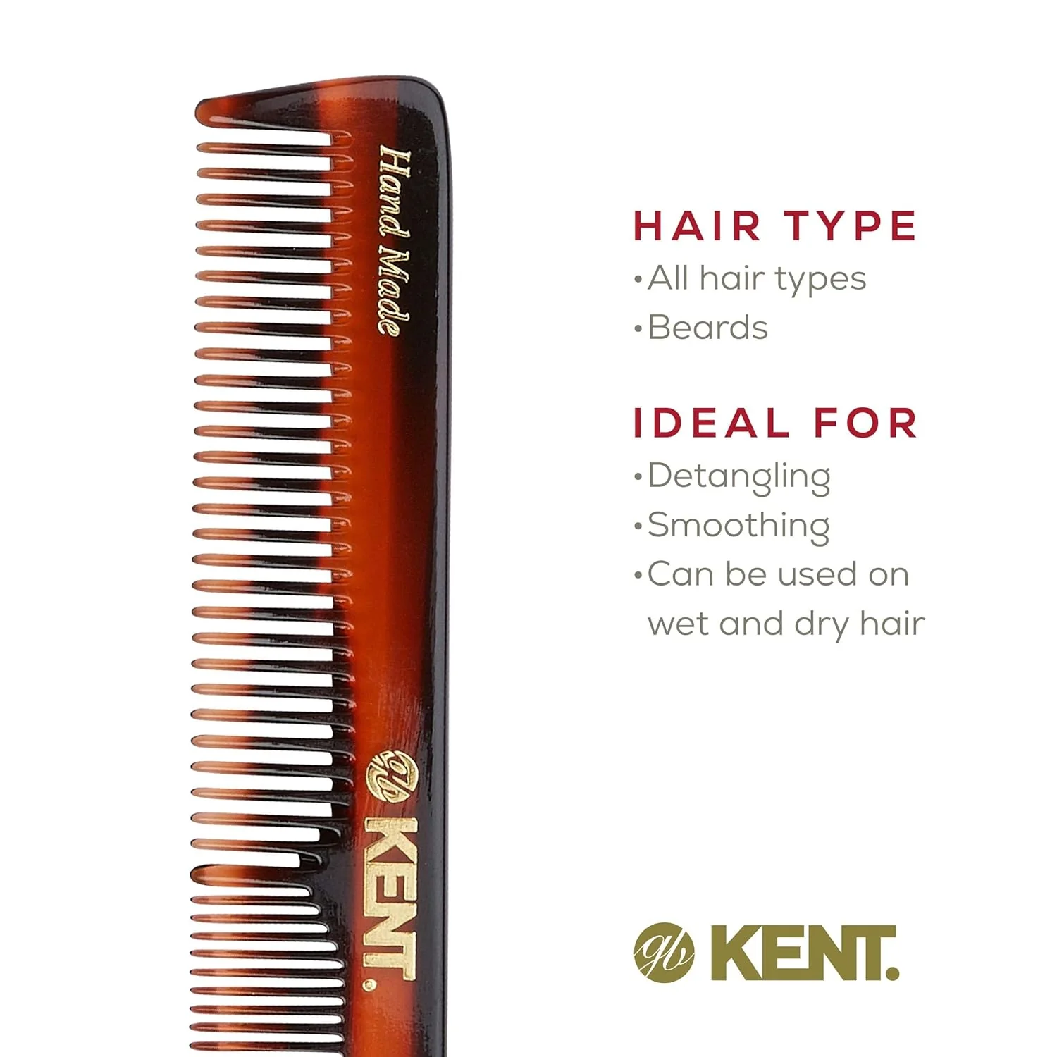 Kent 2T Mixed Tooth Handmade Comb - Image 6