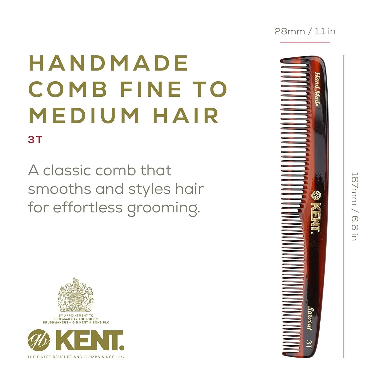 Kent 3T Mixed Tooth Dressing Comb - Image 2