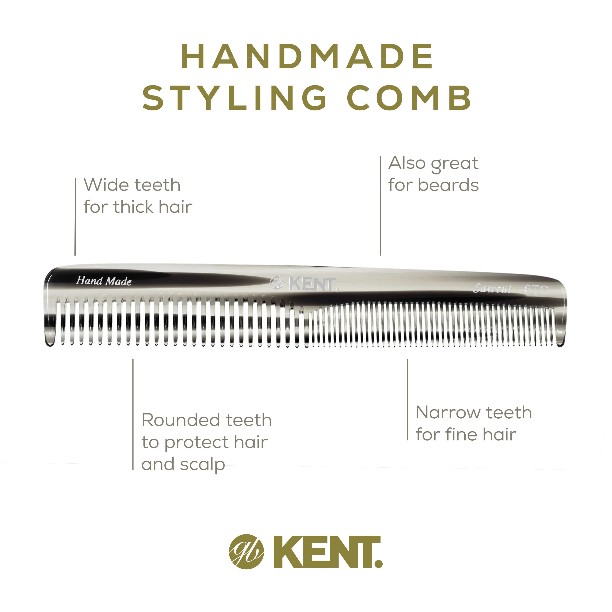 Kent 6T Mixed Tooth Dressing Comb - Image 15