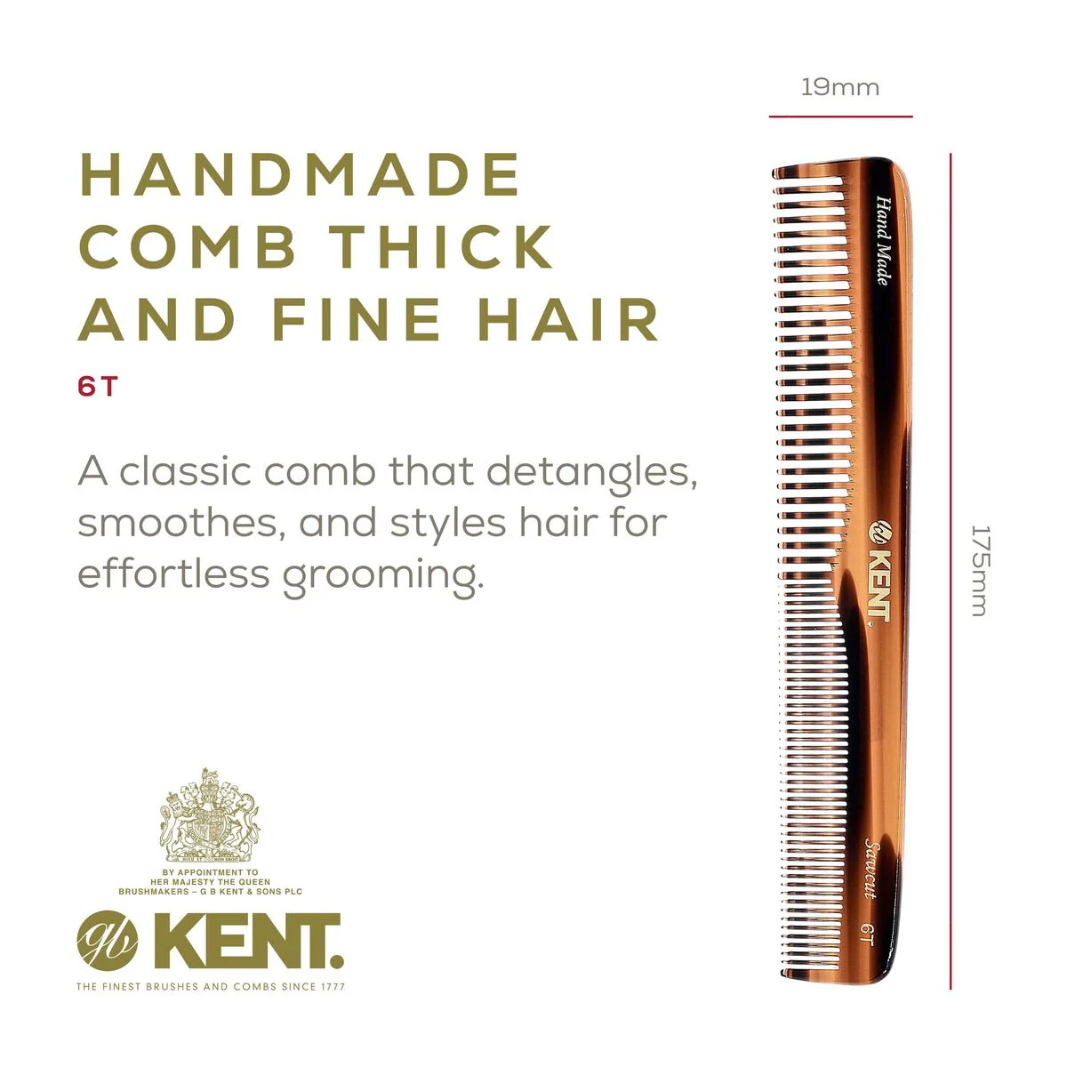 Kent 6T Mixed Tooth Dressing Comb - Image 2