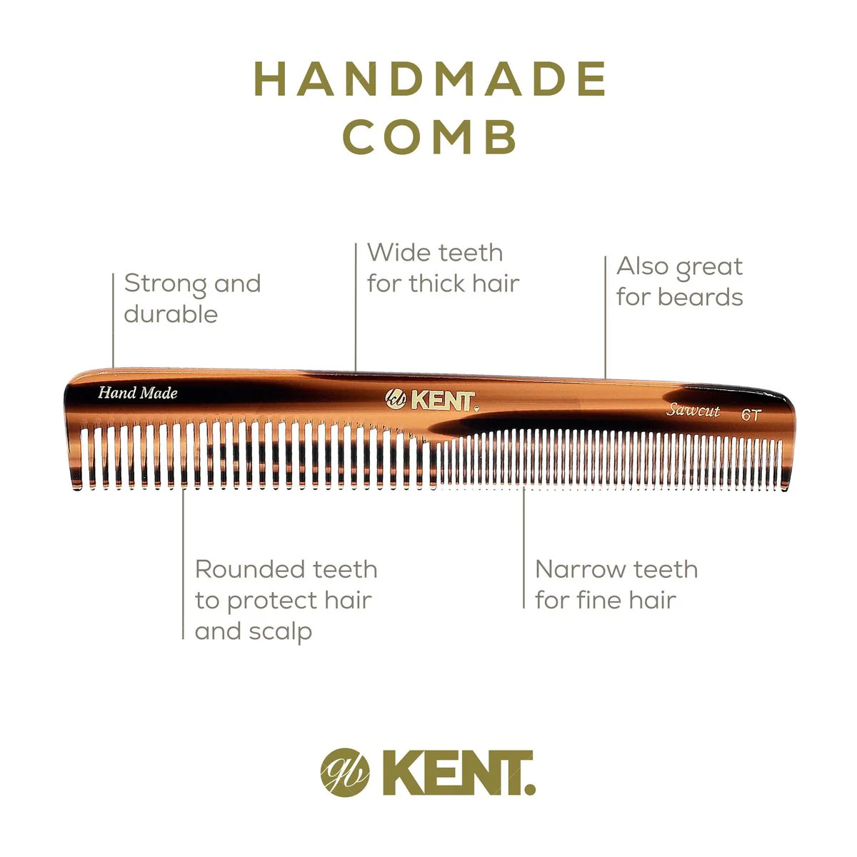 Kent 6T Mixed Tooth Dressing Comb - Image 3
