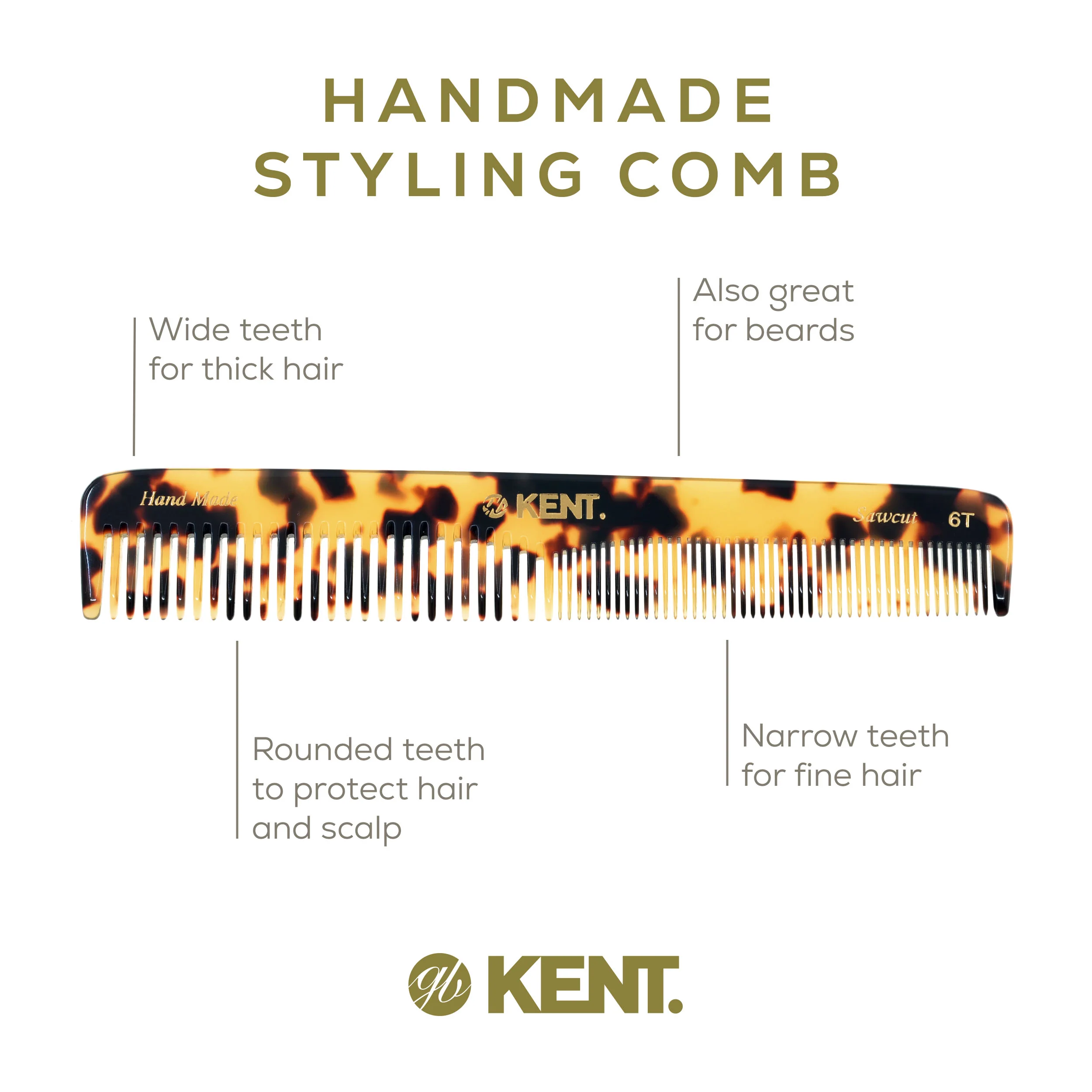 Kent 6T Mixed Tooth Dressing Comb - Image 9