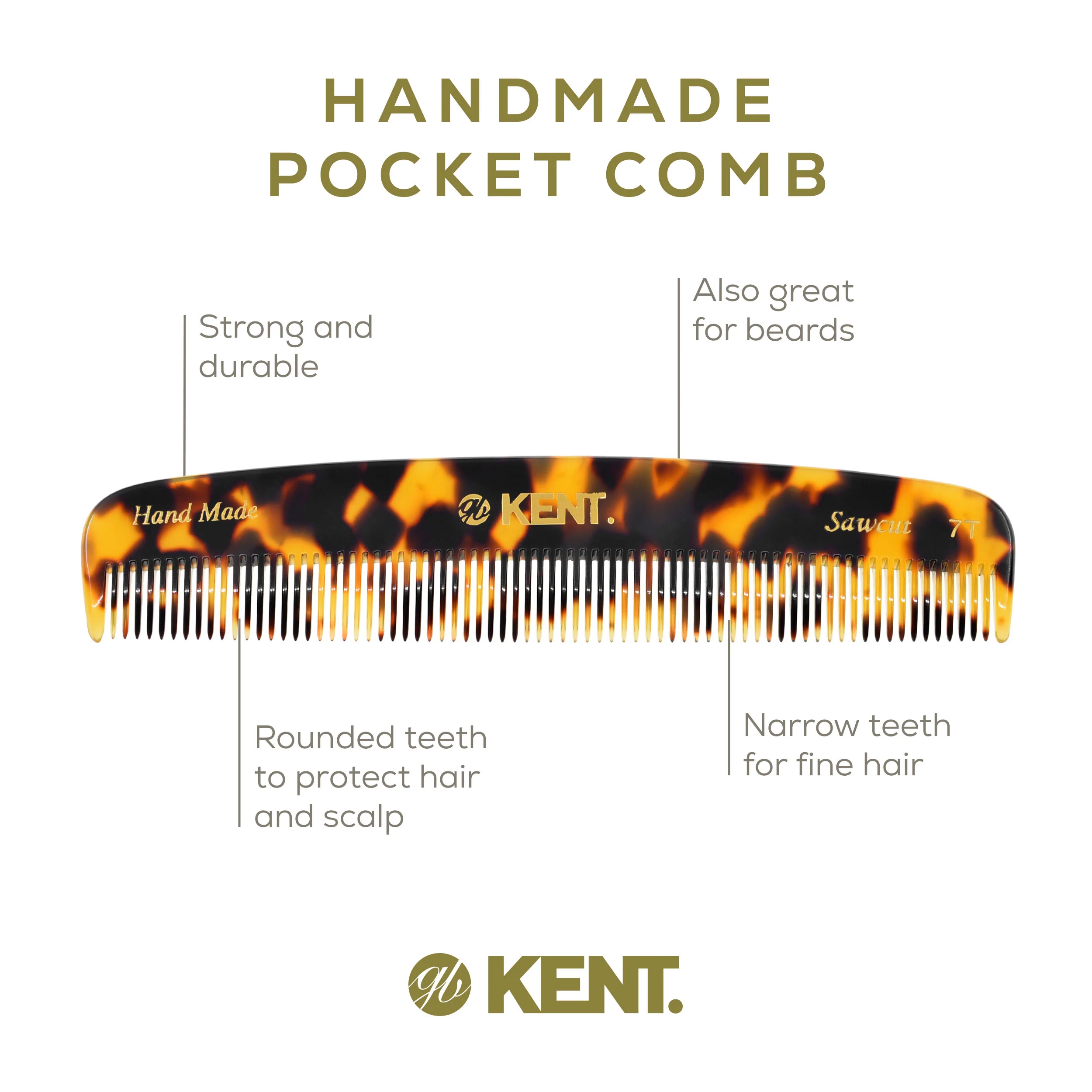 Kent 7T Fine Tooth Pocket Comb - Image 4