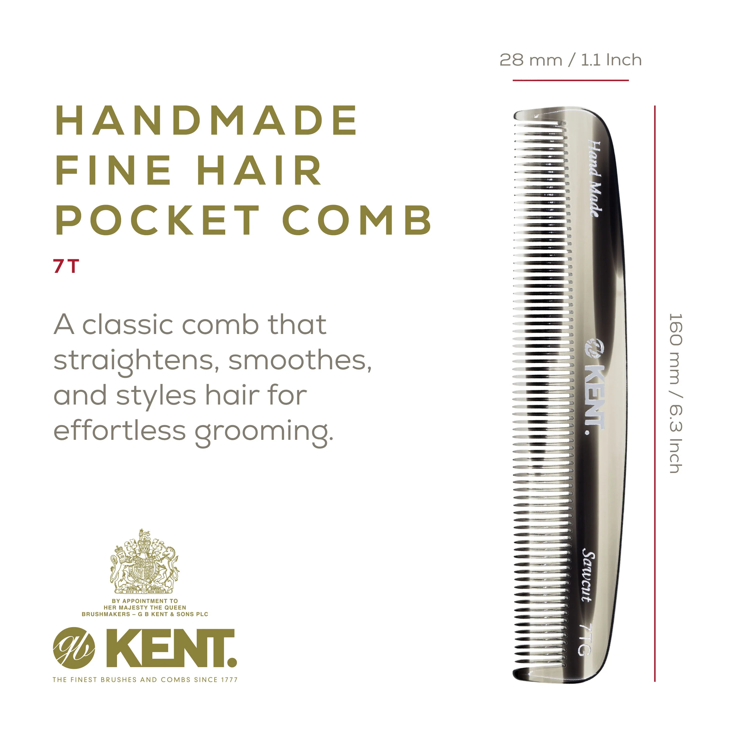 Kent 7T Fine Tooth Pocket Comb - Image 8