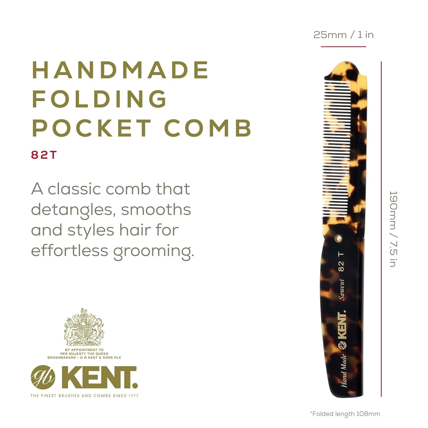 Kent 82T Fine Folding Pocket Comb - Image 13