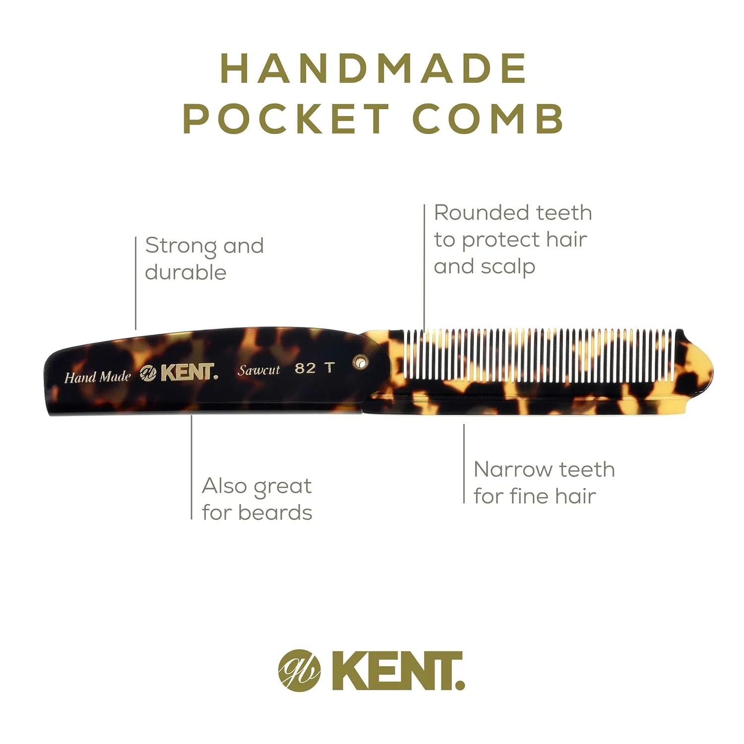 Kent 82T Fine Folding Pocket Comb - Image 15