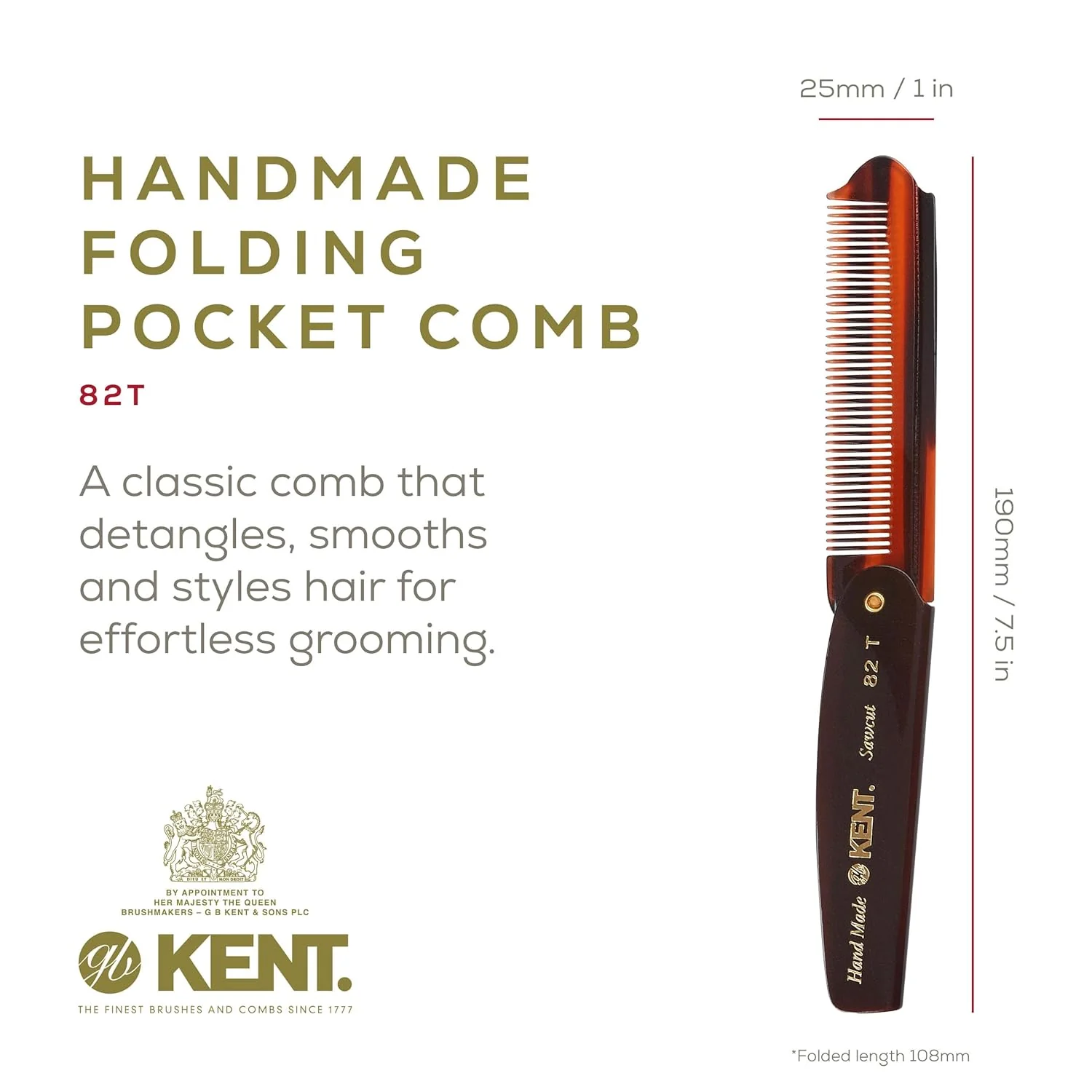 Kent 82T Fine Folding Pocket Comb - Image 19