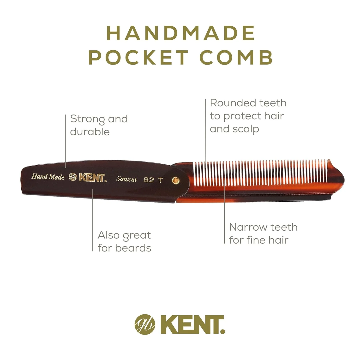 Kent 82T Fine Folding Pocket Comb - Image 21
