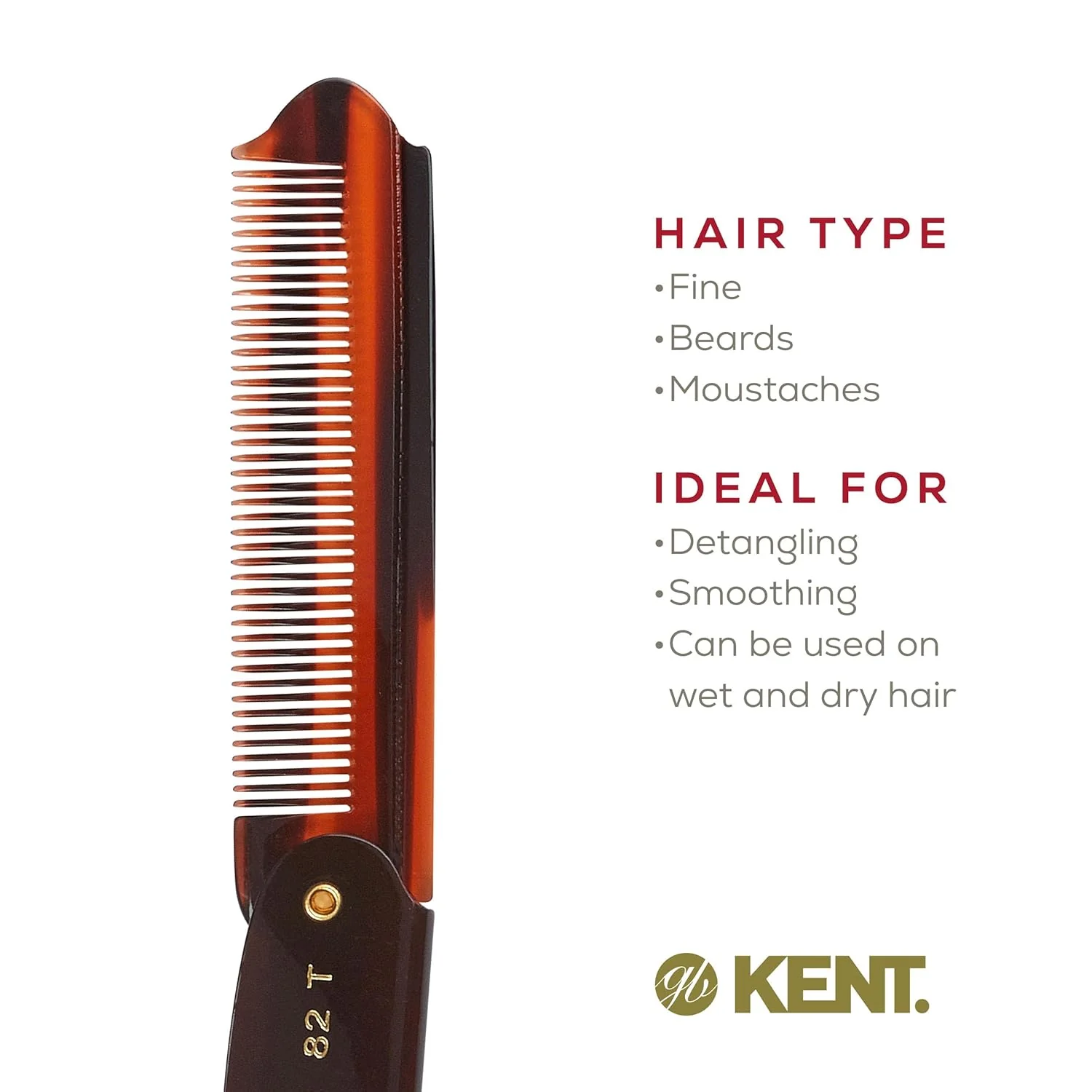 Kent 82T Fine Folding Pocket Comb - Image 23
