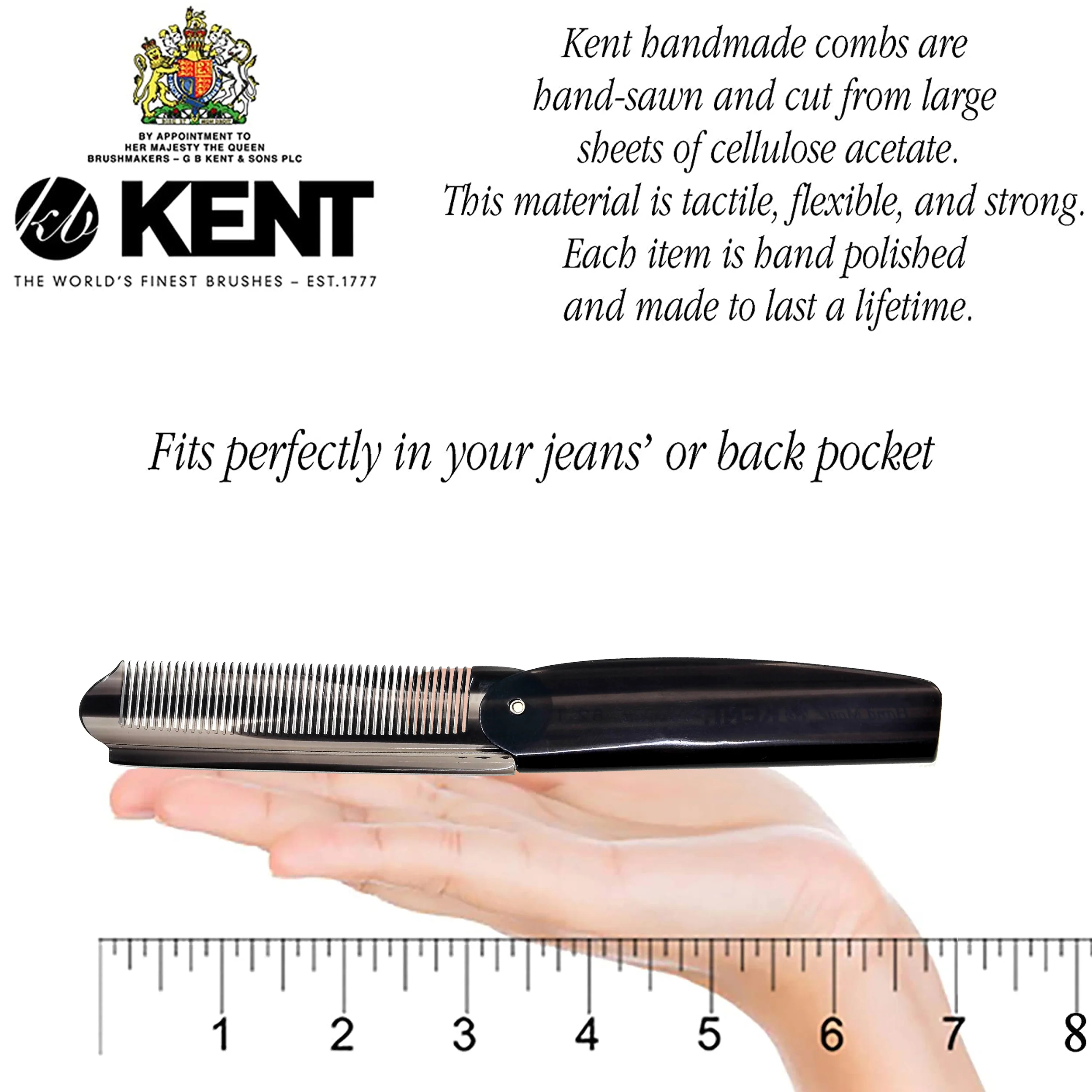 Kent 82T Fine Folding Pocket Comb - Image 3