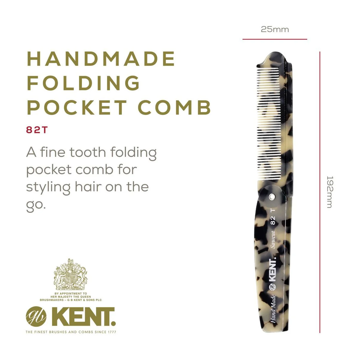 Kent 82T Fine Folding Pocket Comb - Image 7