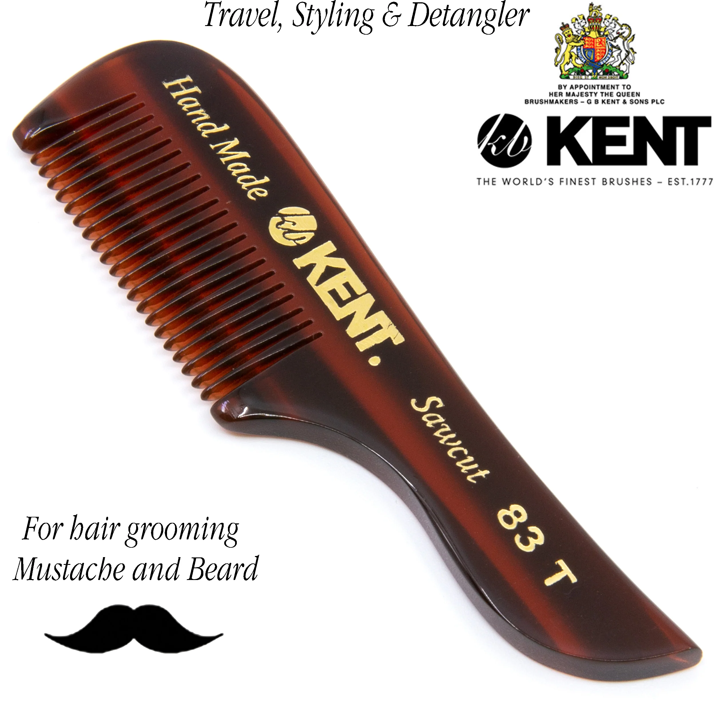Kent 83T Fine Tooth Beard Mustache Comb - Image 3