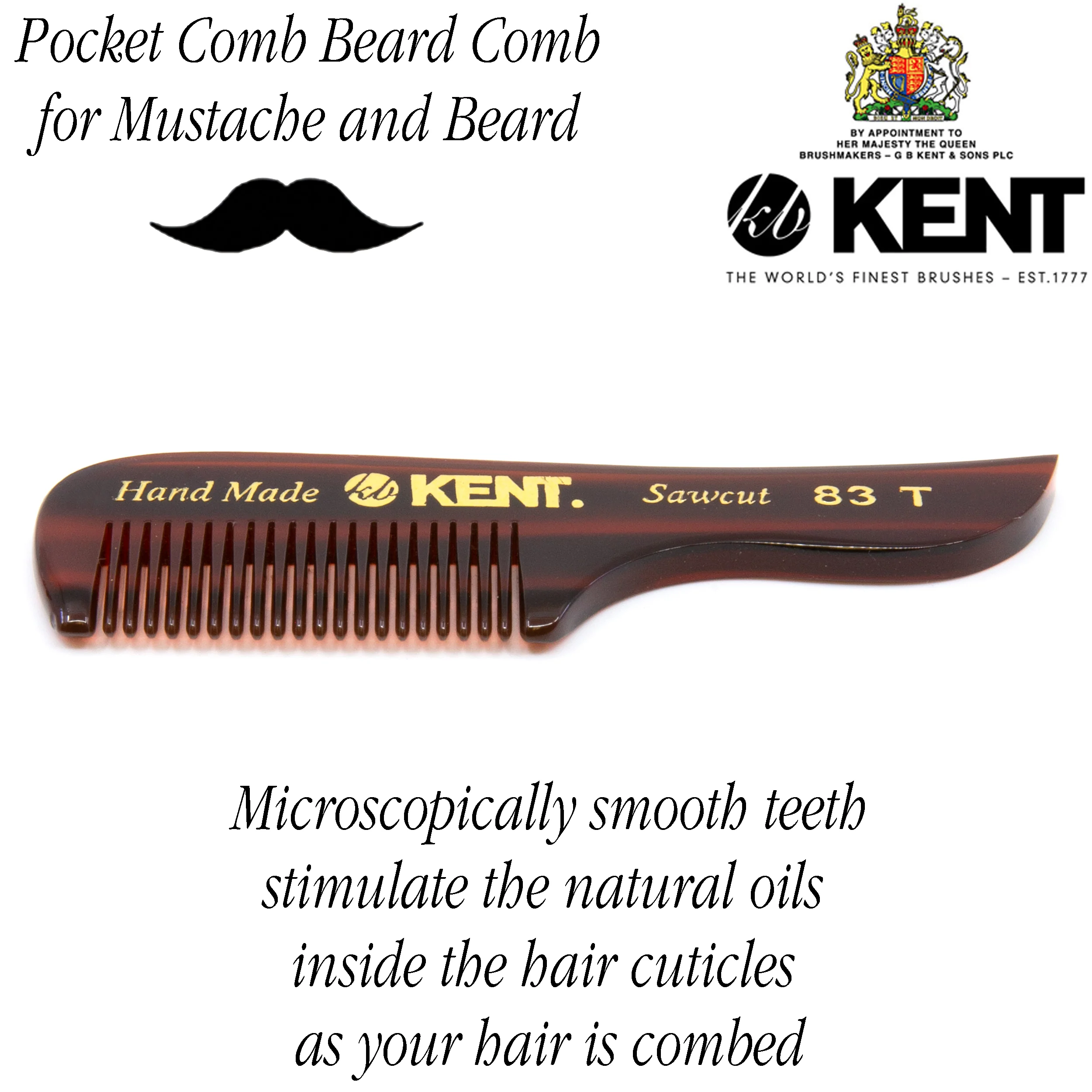 Kent 83T Fine Tooth Beard Mustache Comb - Image 4