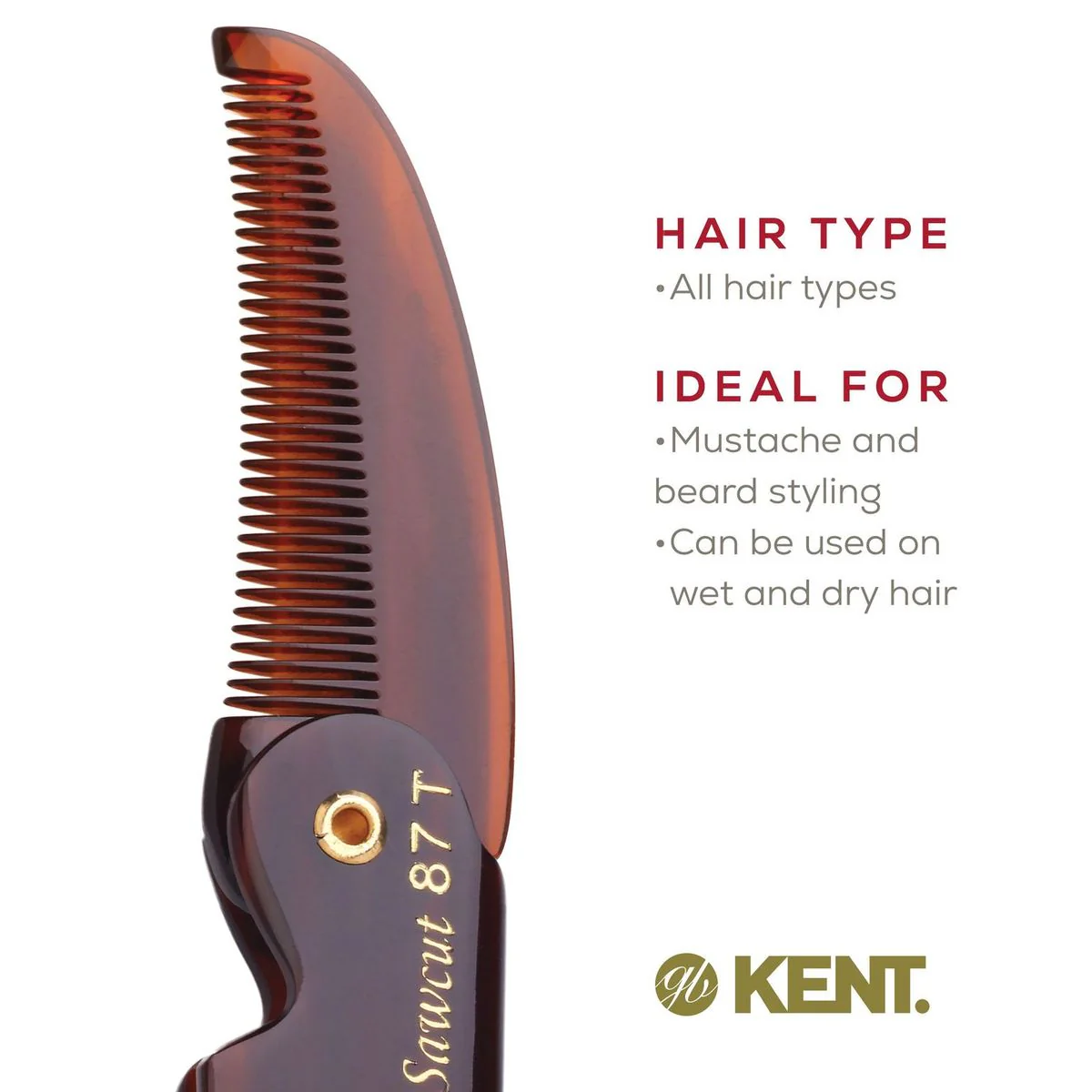 Kent 87T Beard Mustache Folding Comb - Image 6