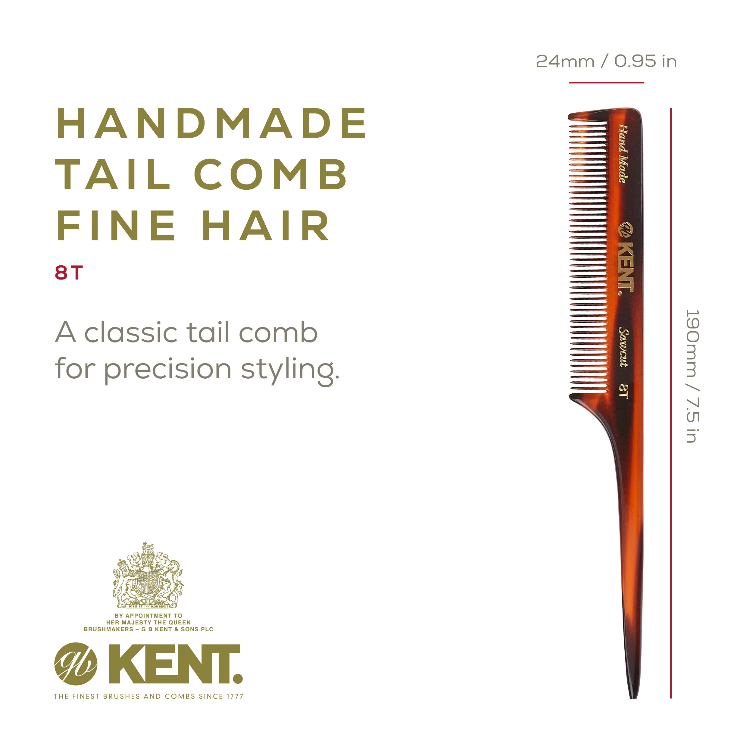 Kent 8T Fine Tail Comb - Image 2