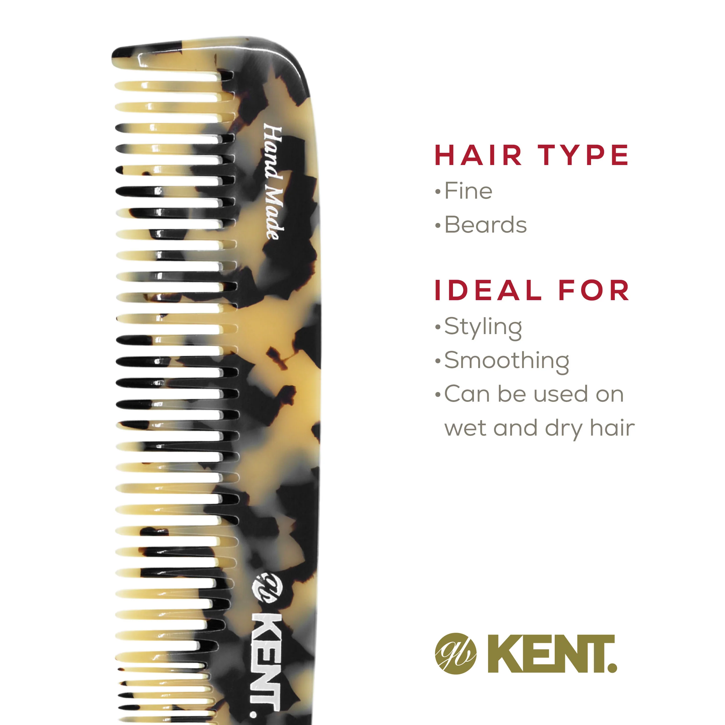 Kent 9T Mixed Tooth Handmade Comb - Image 12