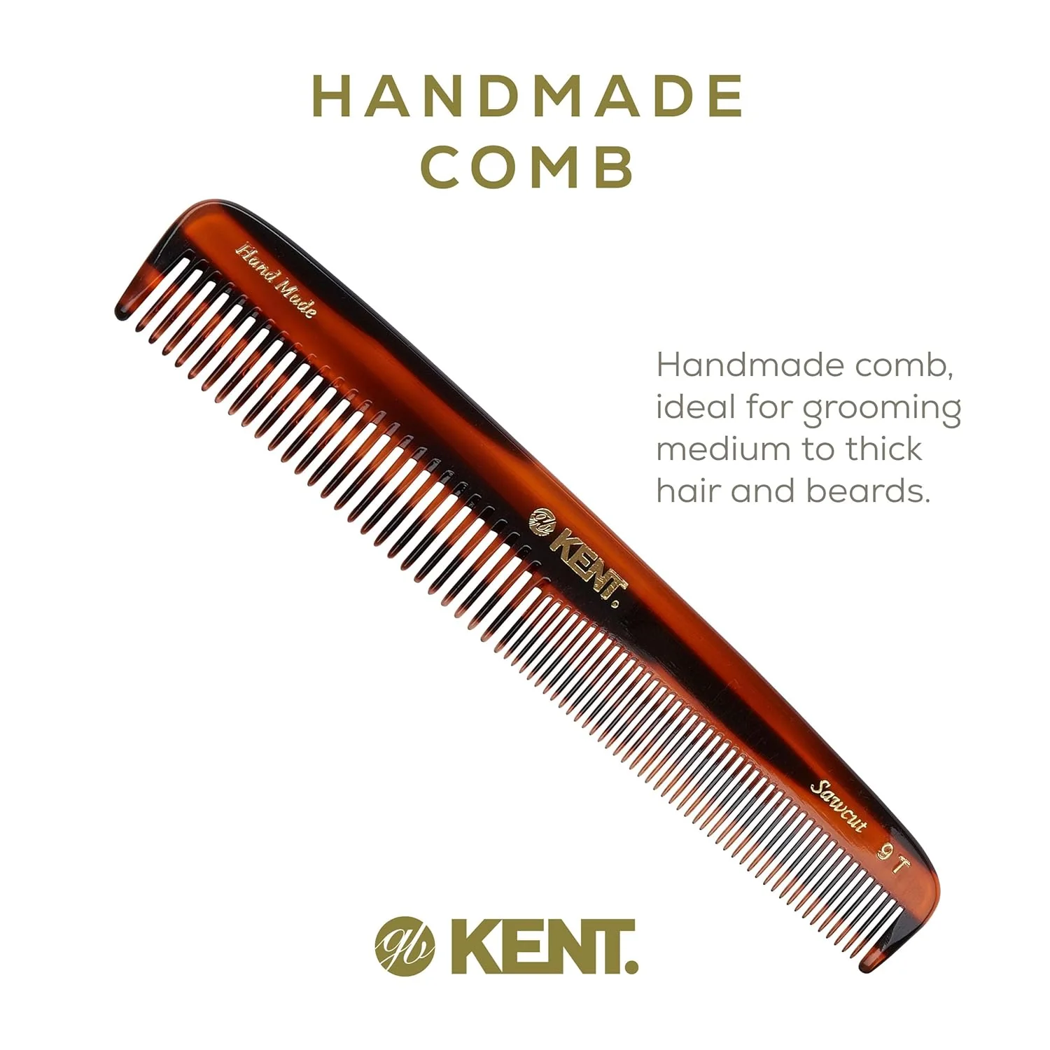 Kent 9T Mixed Tooth Handmade Comb - Image 15