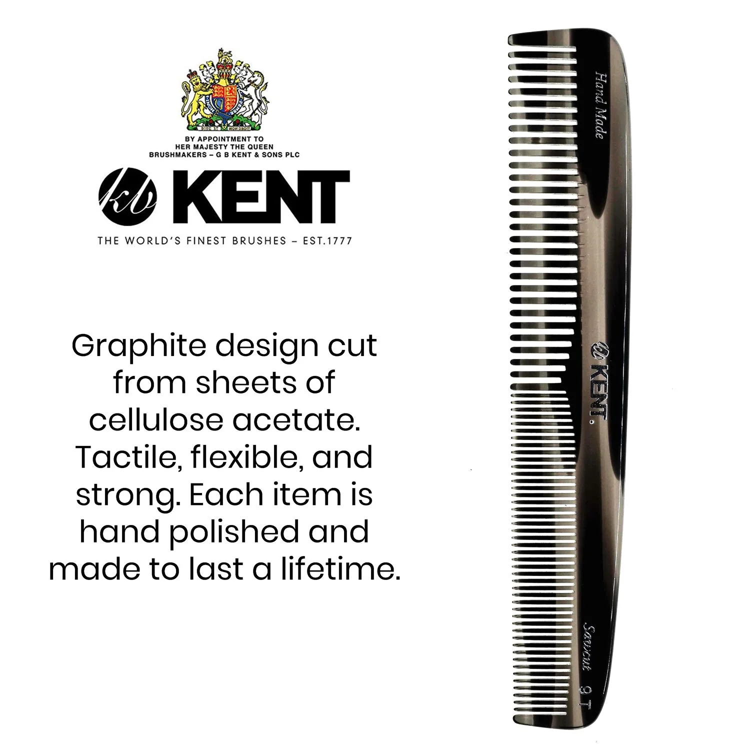 Kent 9T Mixed Tooth Handmade Comb - Image 22
